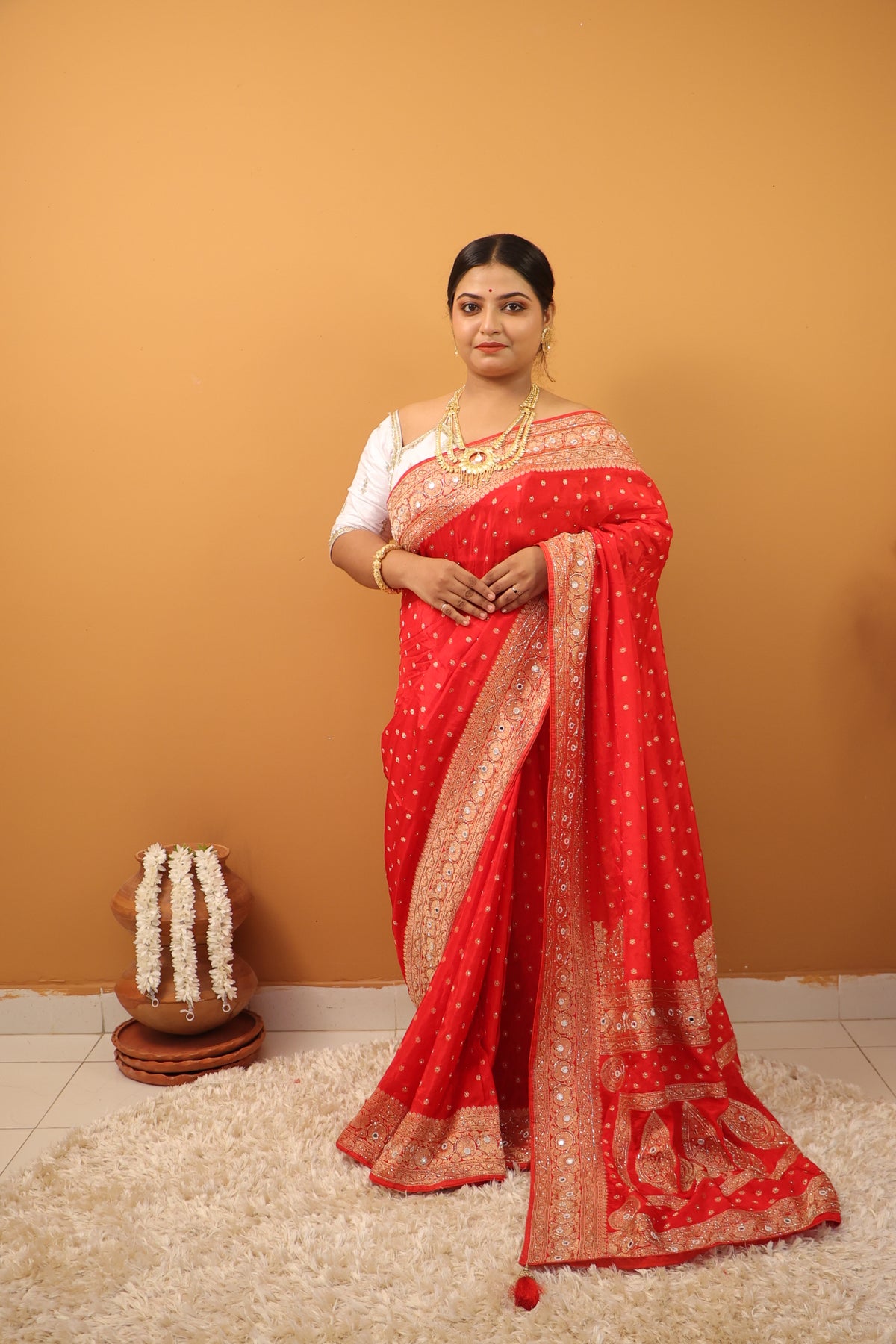 Kanakprabha Muga Zardousi Sareee
