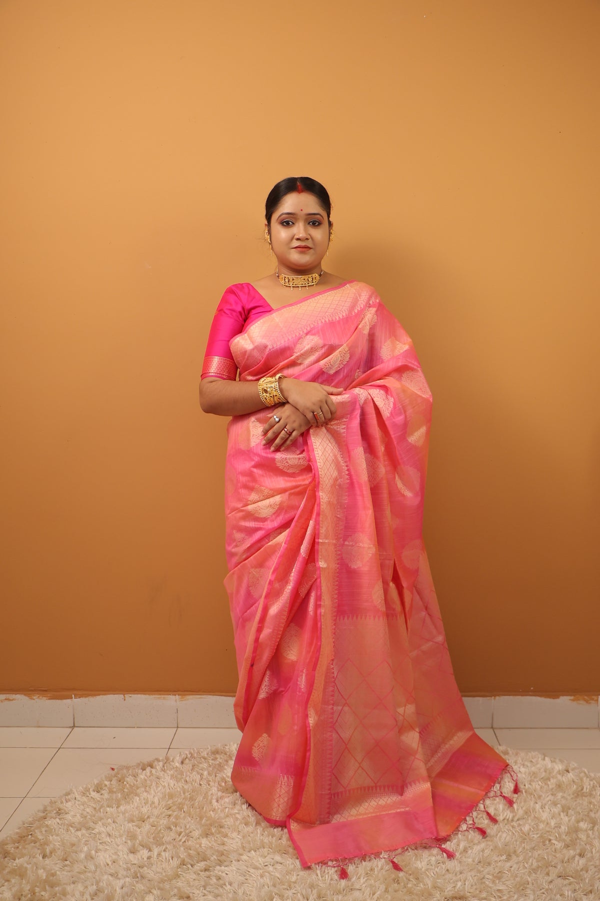 Rani Pink Tussar Saree