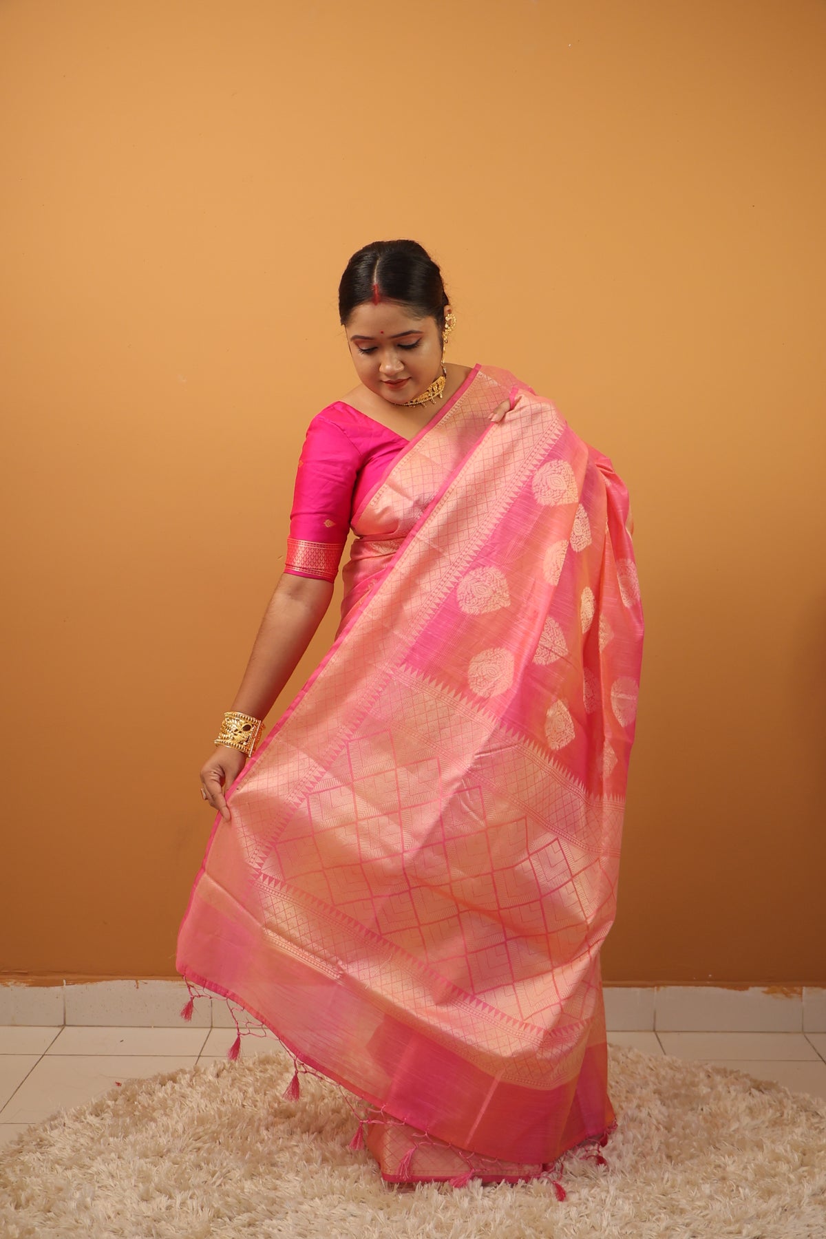 Rani Pink Tussar Saree