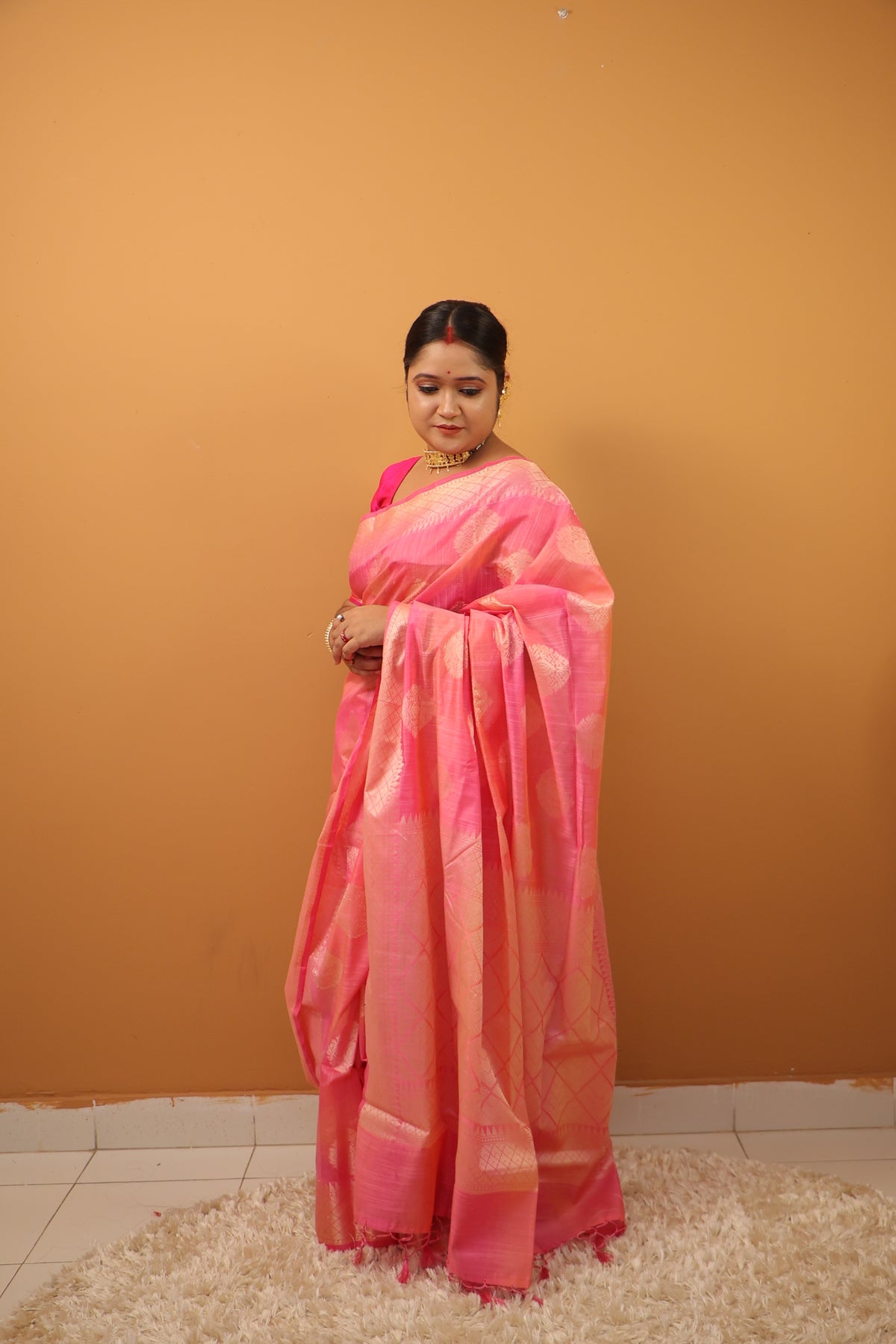 Rani Pink Tussar Saree