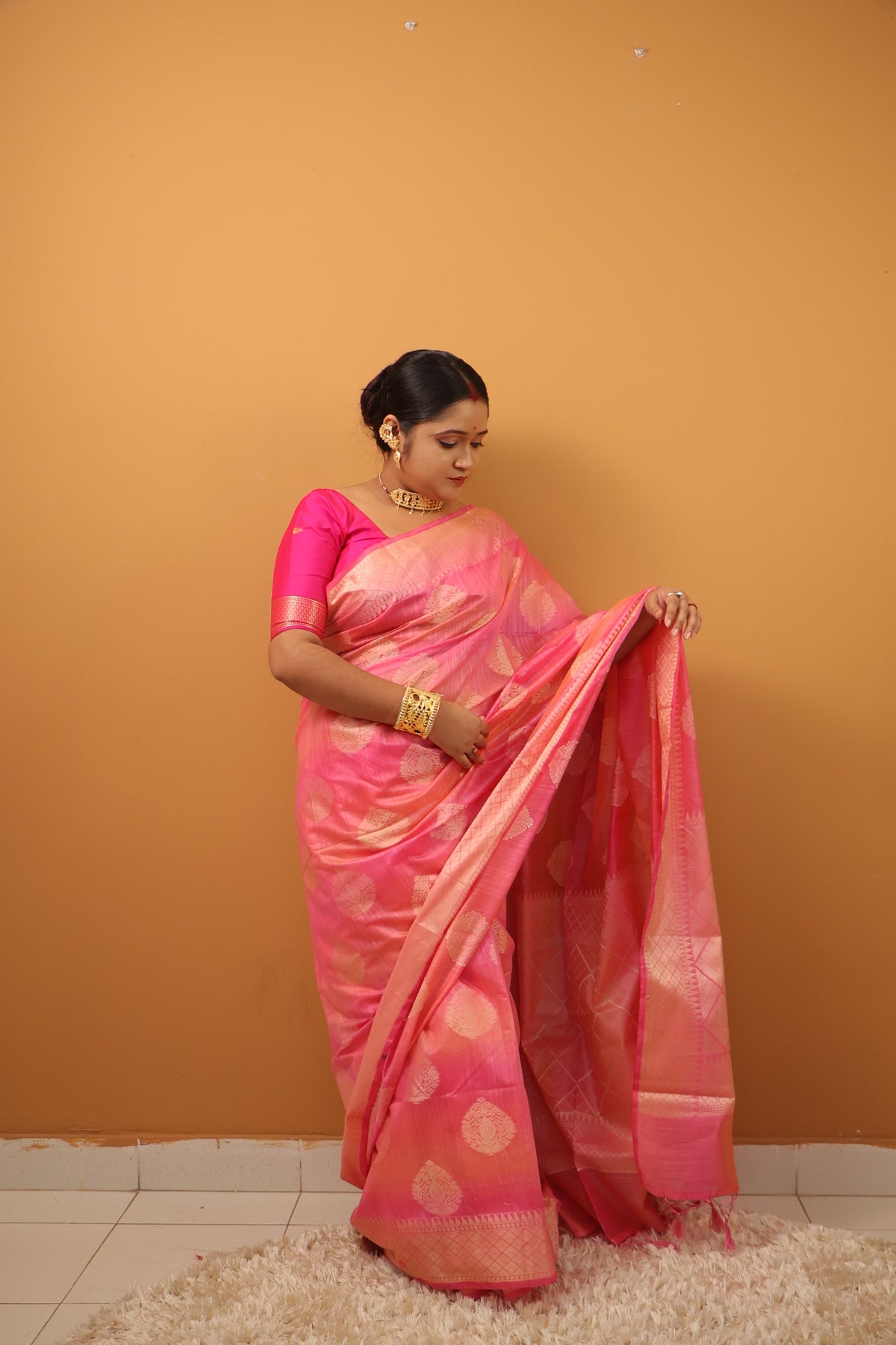 Rani Pink Tussar Saree