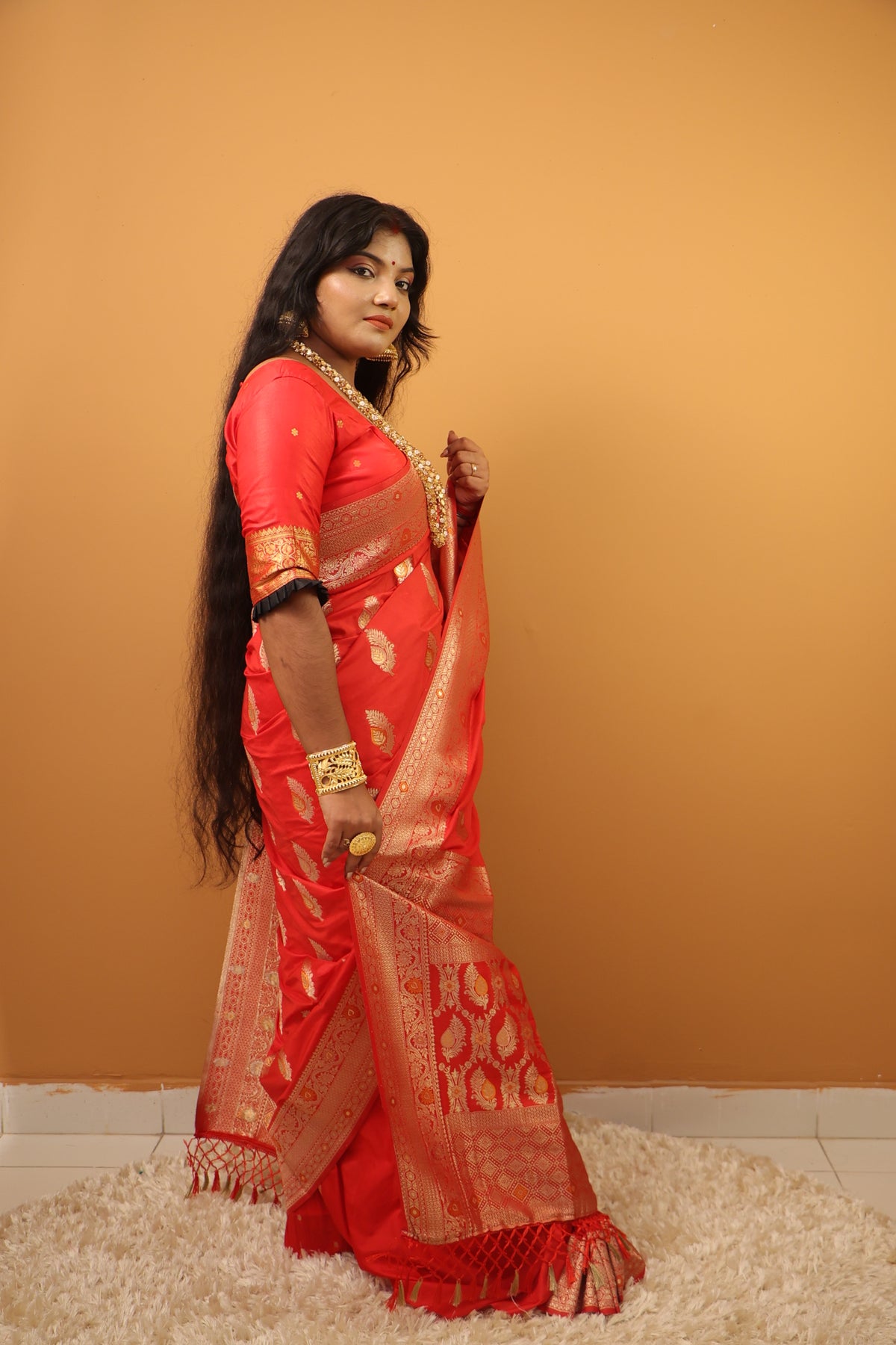 Raktakarabi Royal Muga Silk Saree