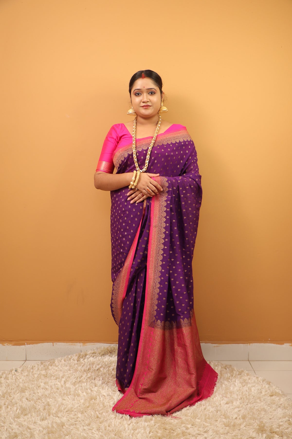 Purple Khaddi Benarasi saree
