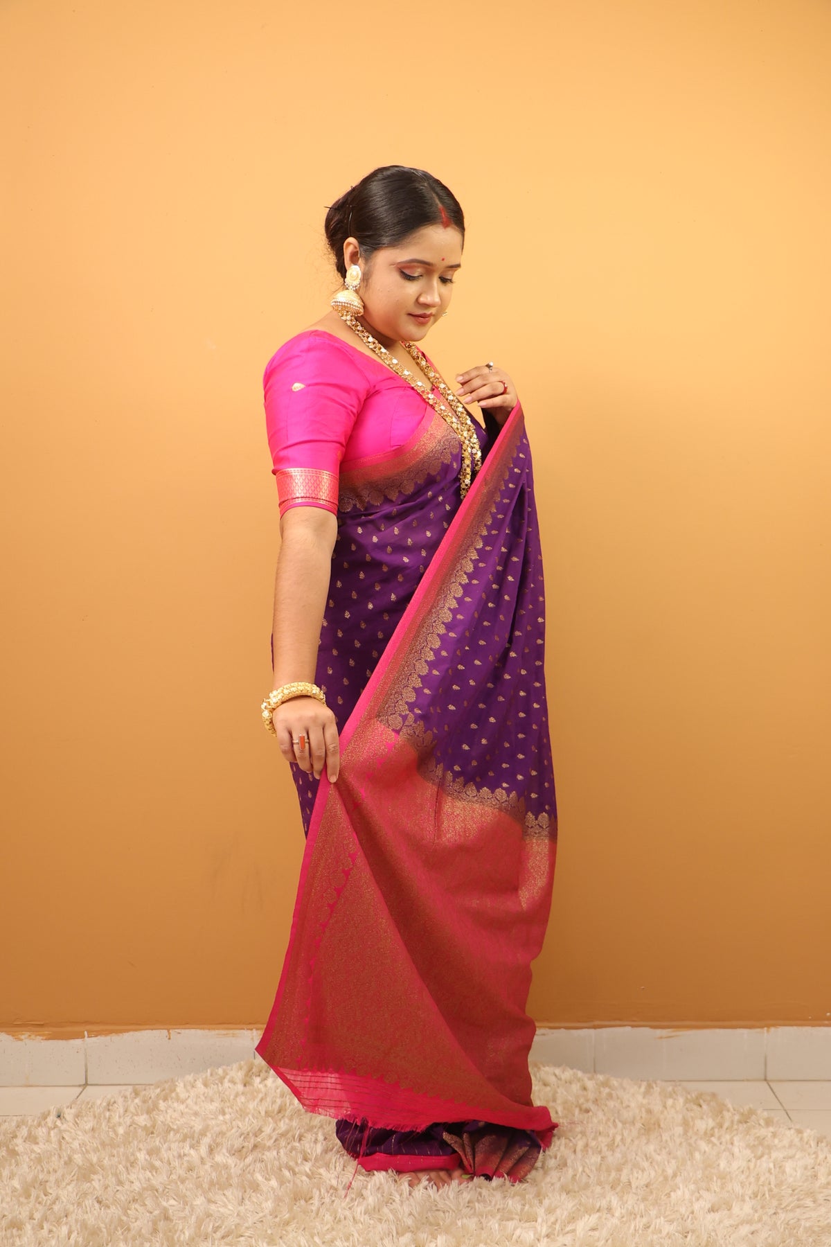 Purple Khaddi Benarasi saree