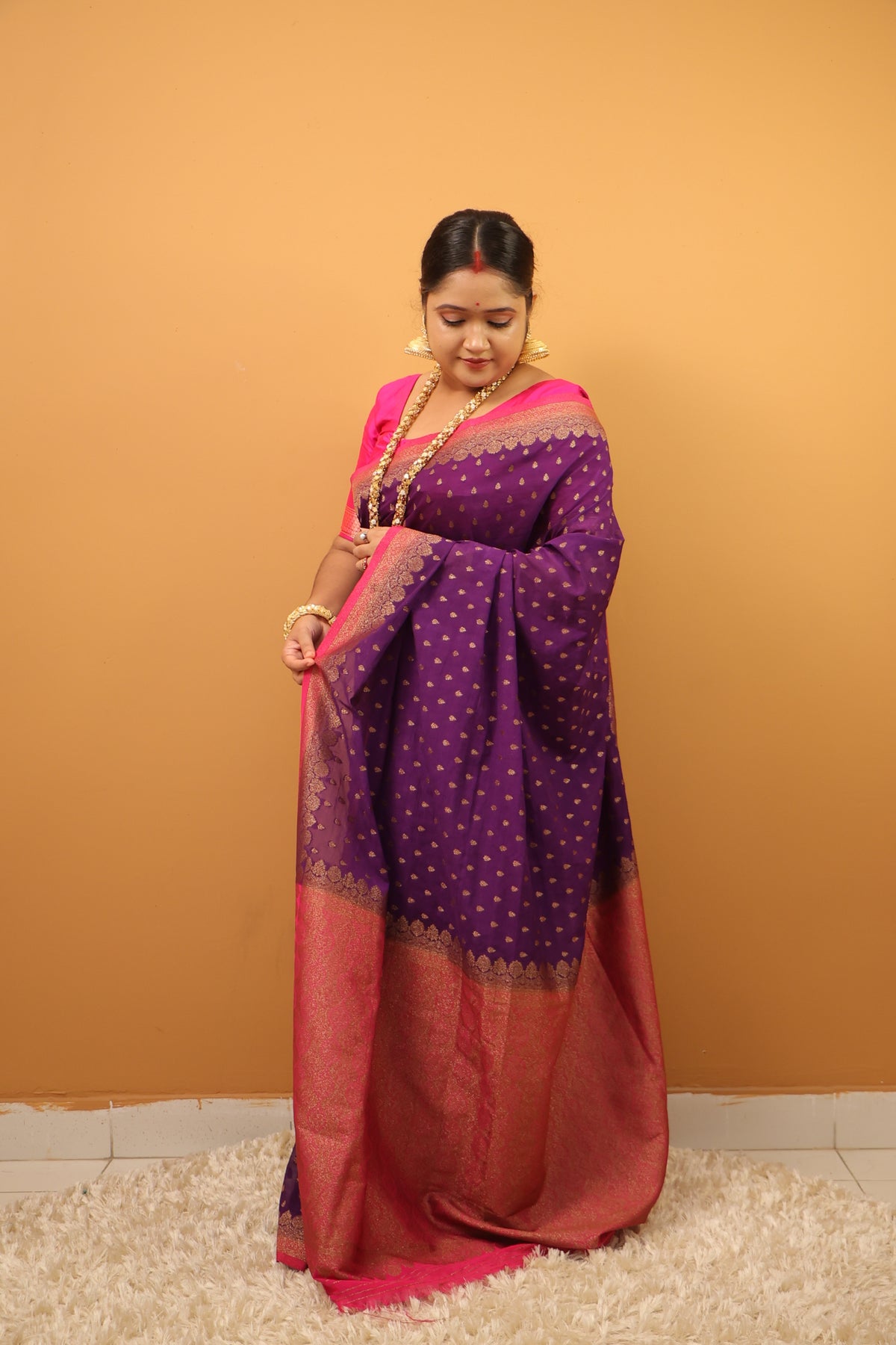 Purple Khaddi Benarasi saree