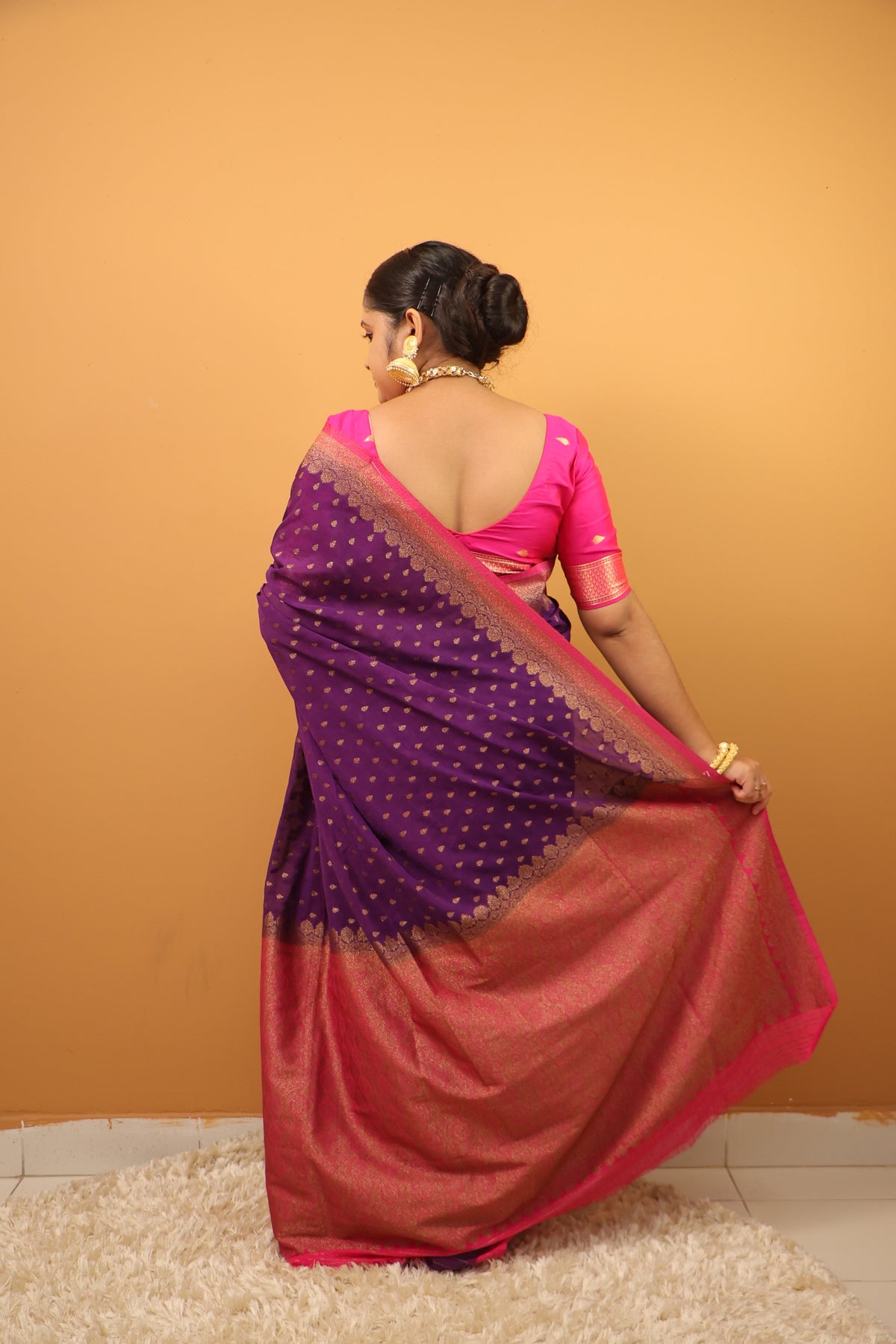 Purple Khaddi Benarasi saree
