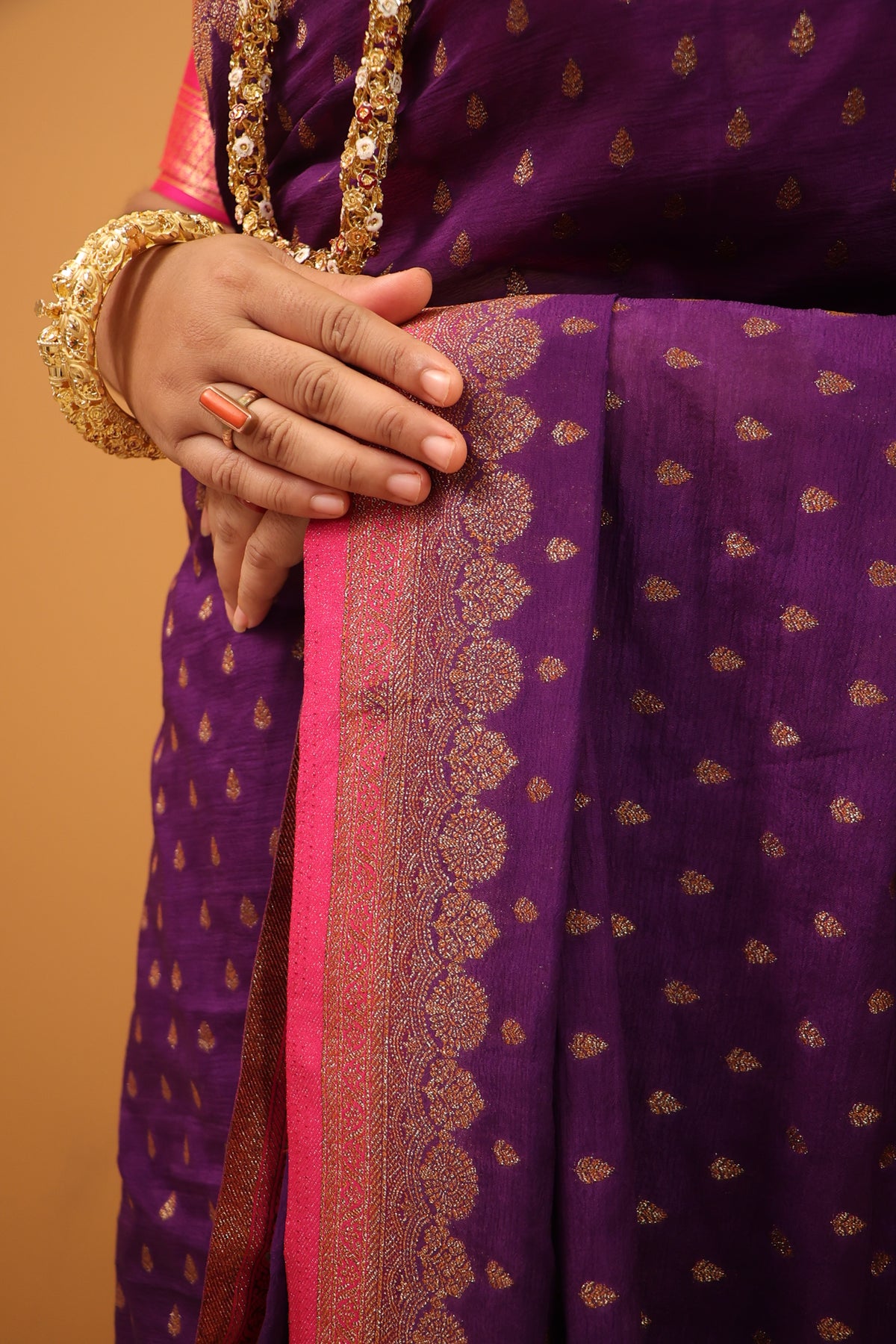Purple Khaddi Benarasi saree