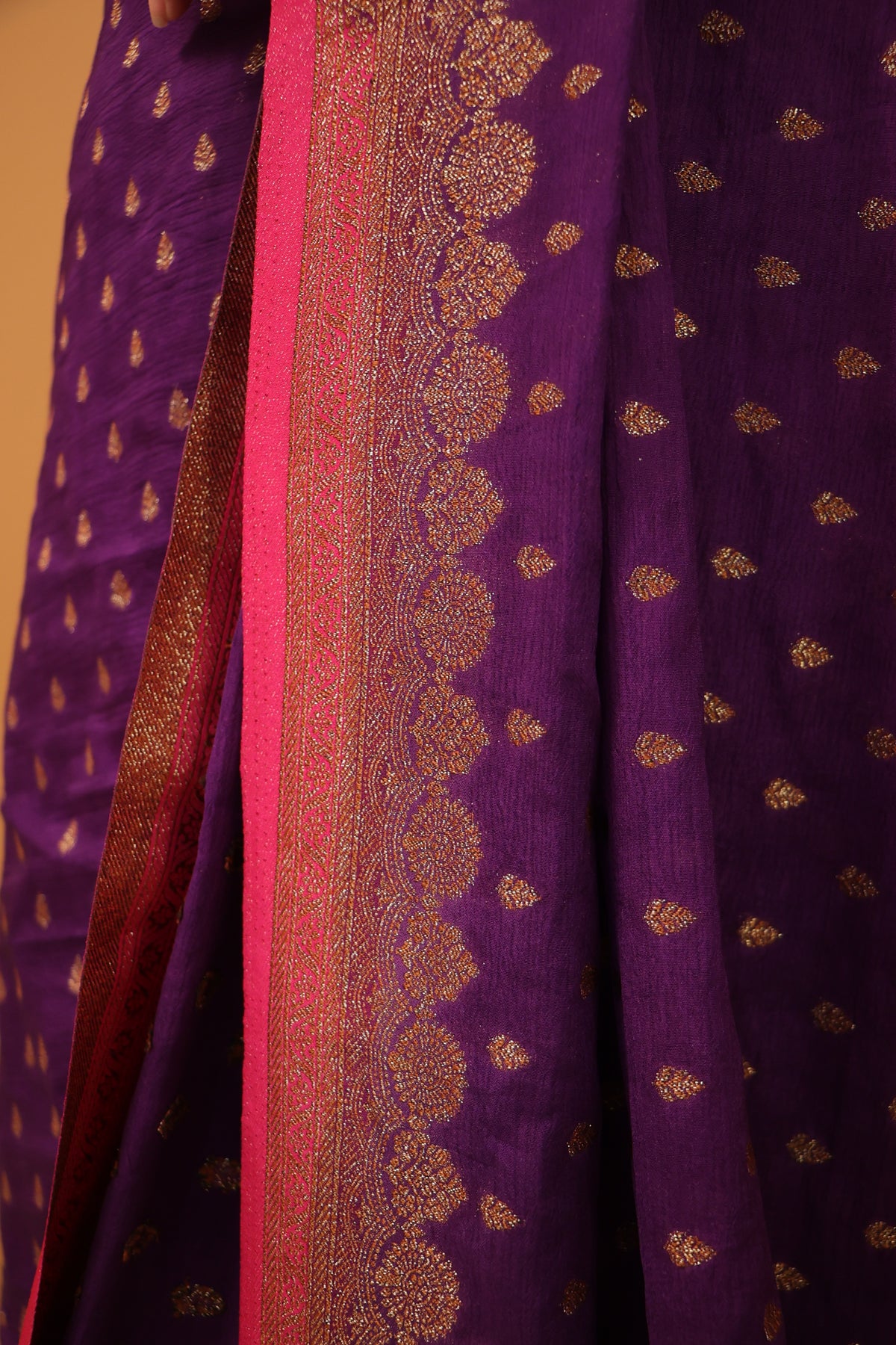 Purple Khaddi Benarasi saree