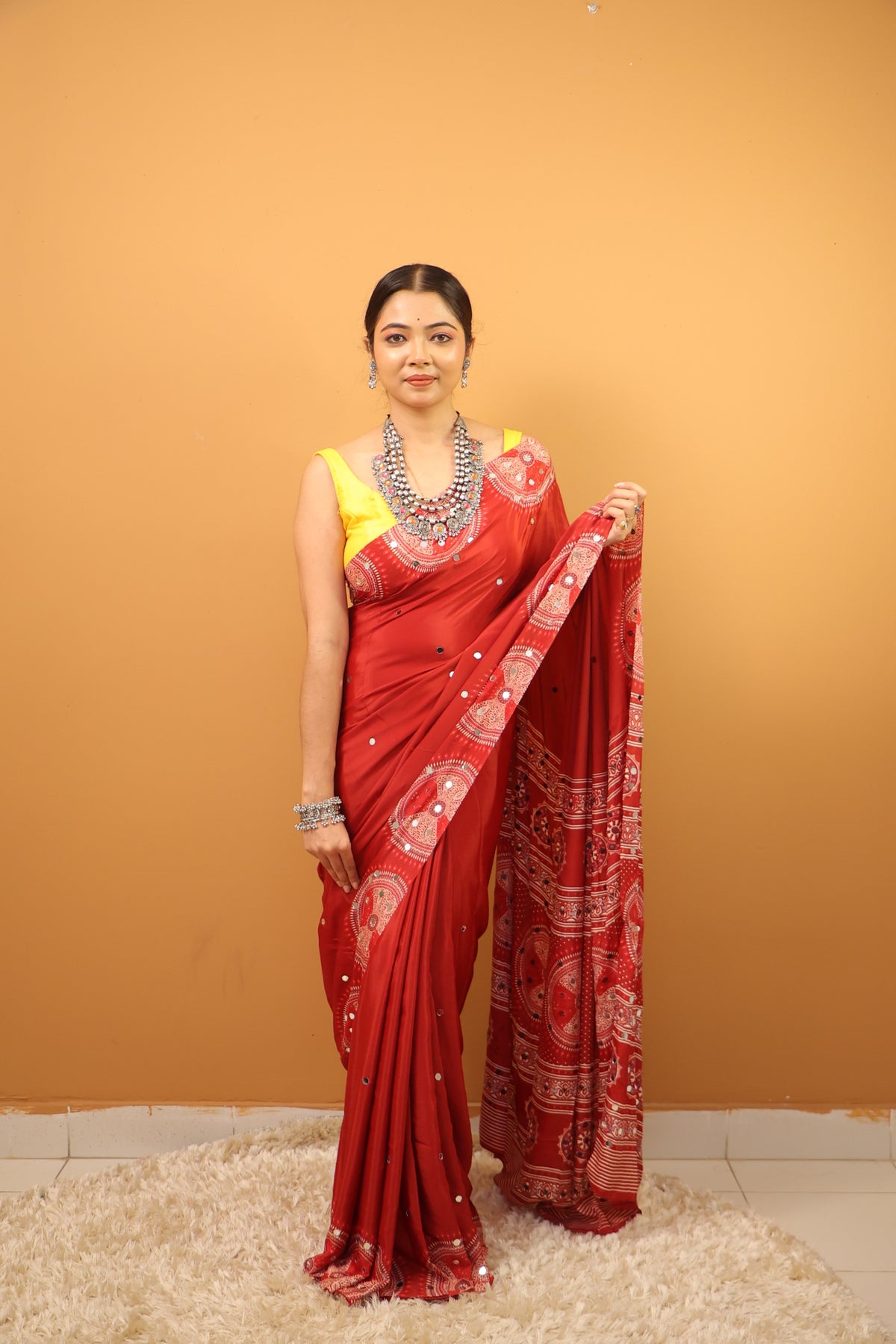 Red Modal Silk Saree