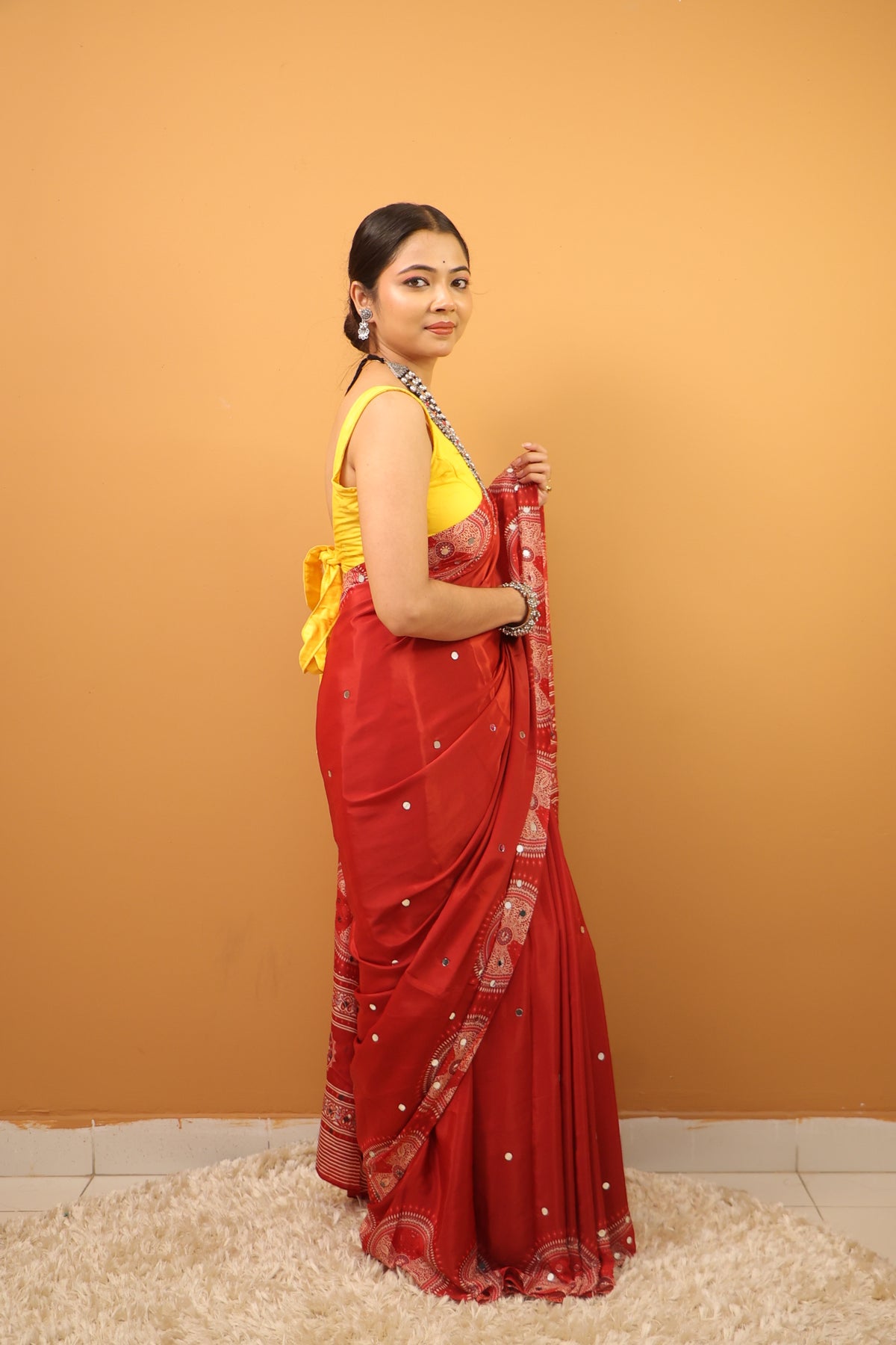 Red Modal Silk Saree