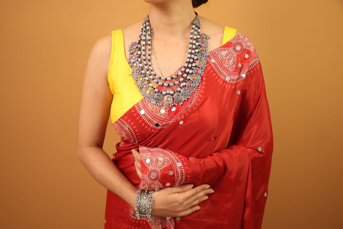 Red Modal Silk Saree