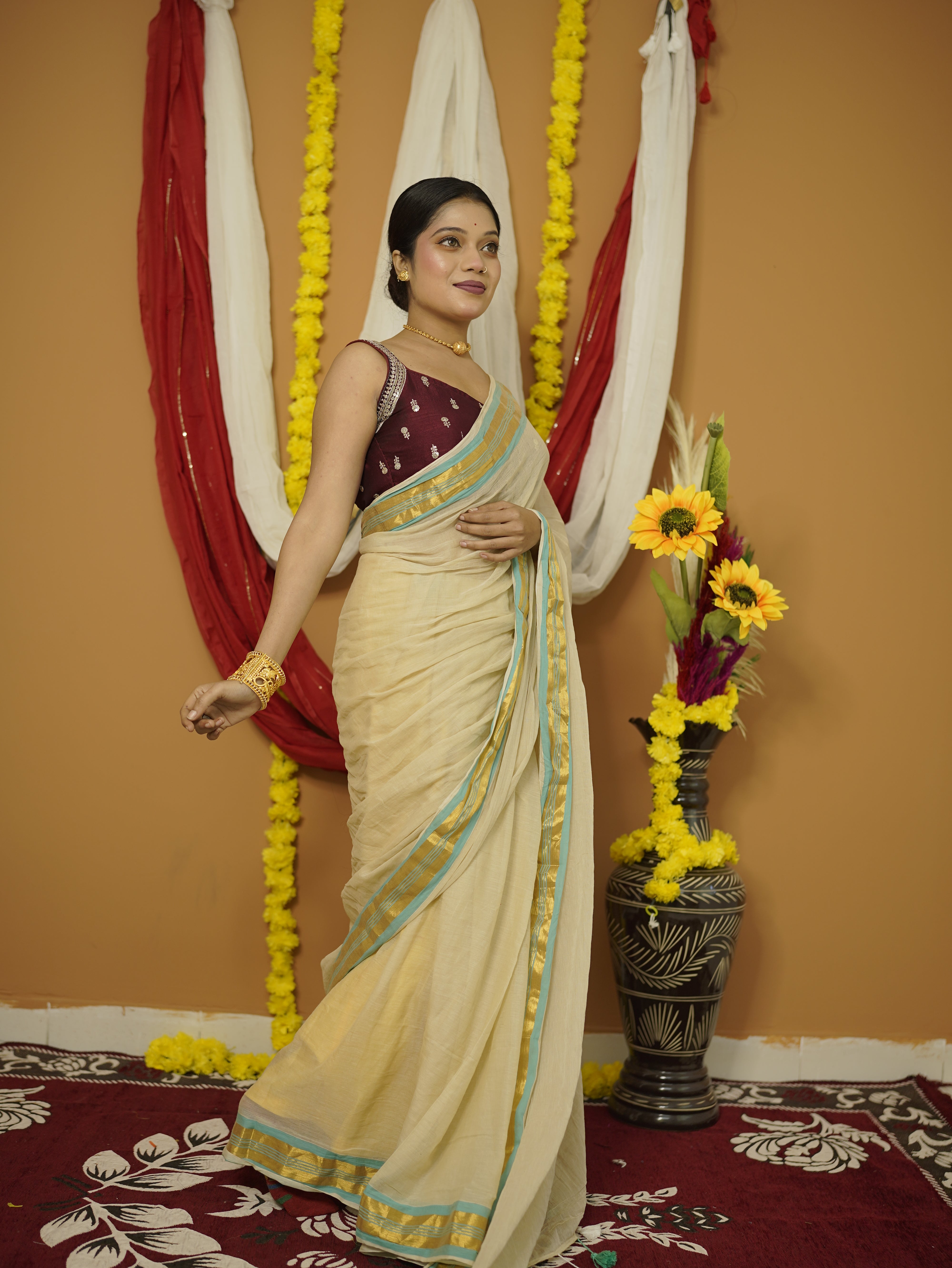Sweta pure mul cotton saree