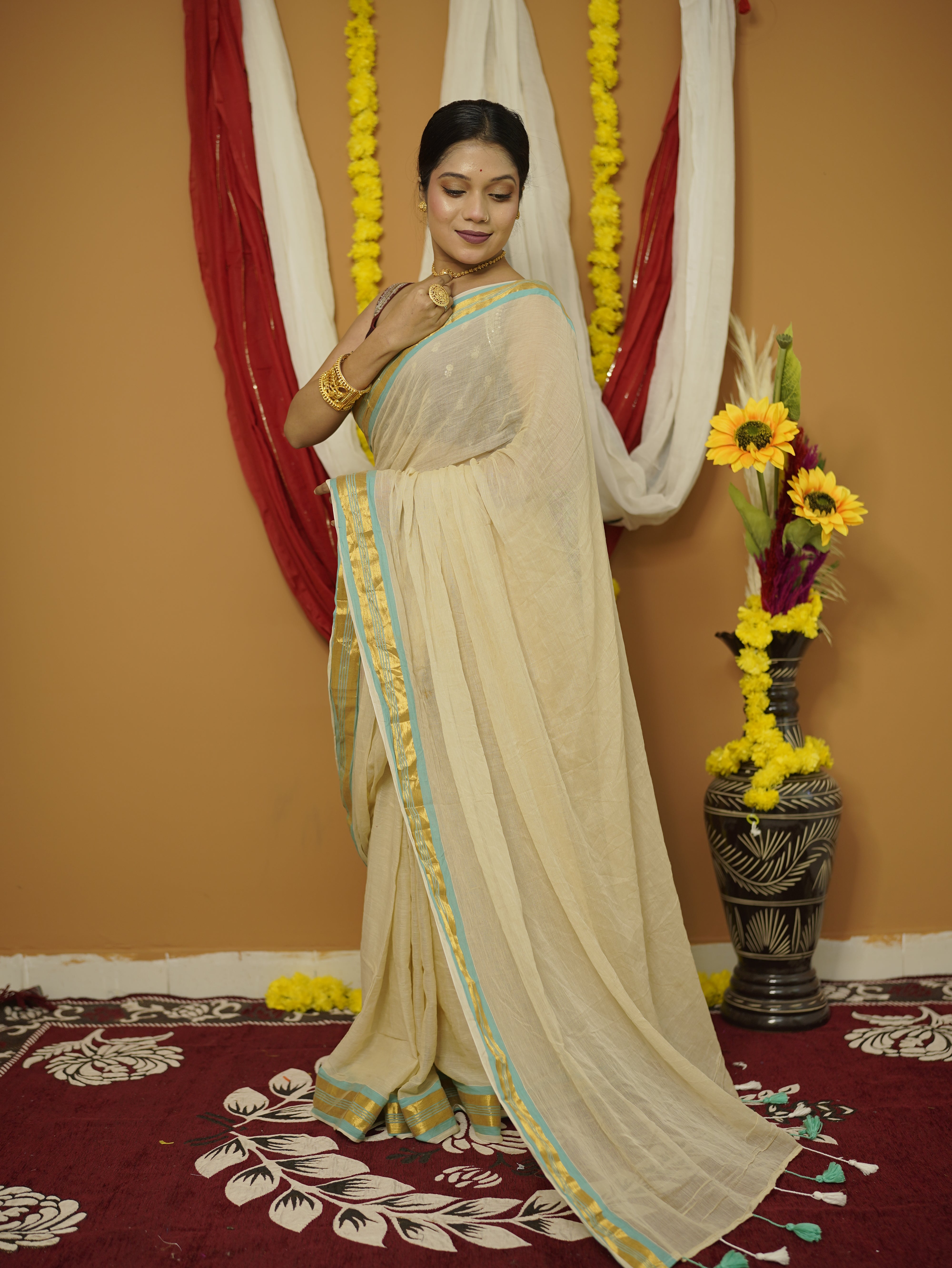 Sweta pure mul cotton saree