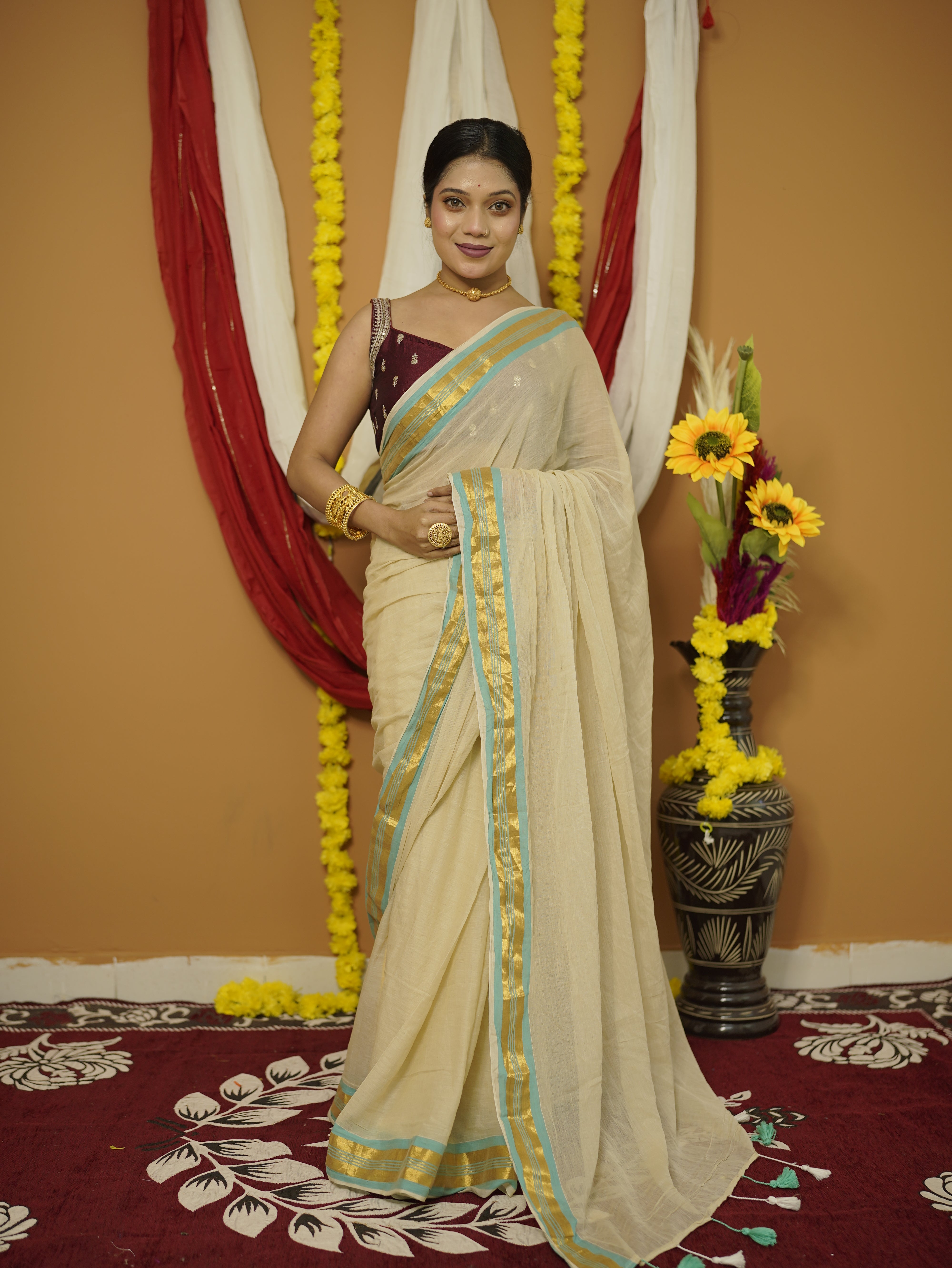 Sweta pure mul cotton saree