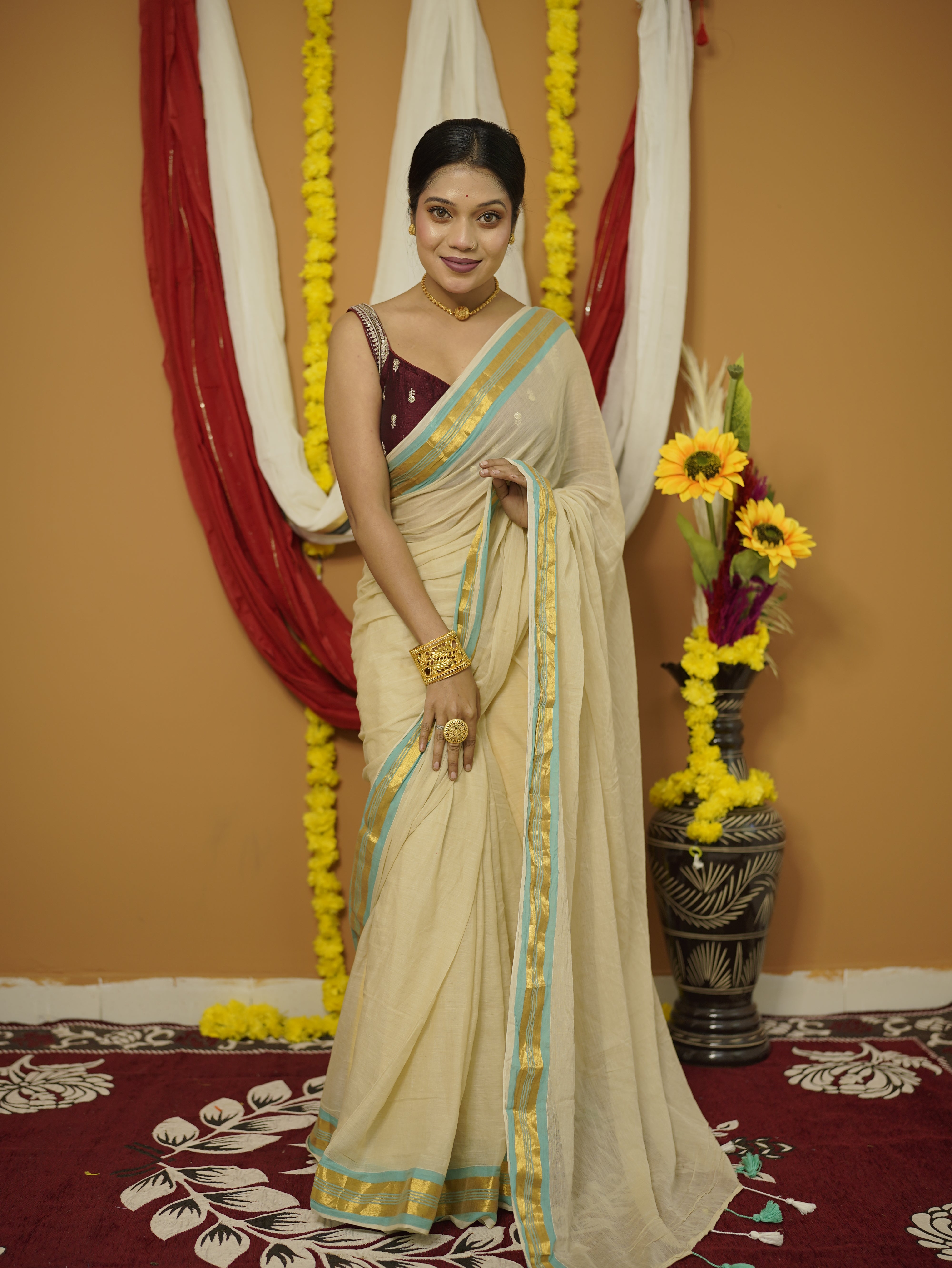 Sweta pure mul cotton saree