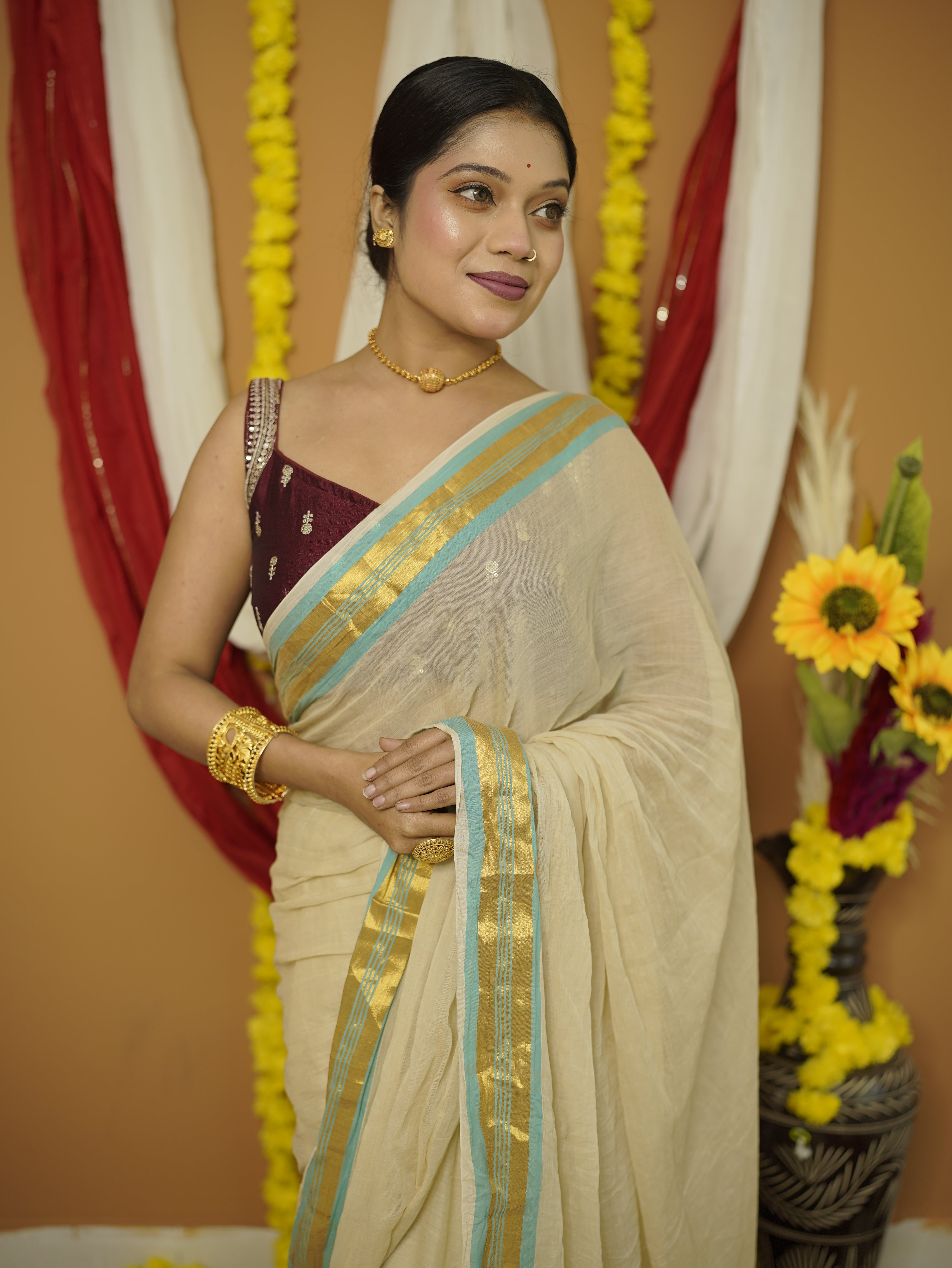 Sweta pure mul cotton saree