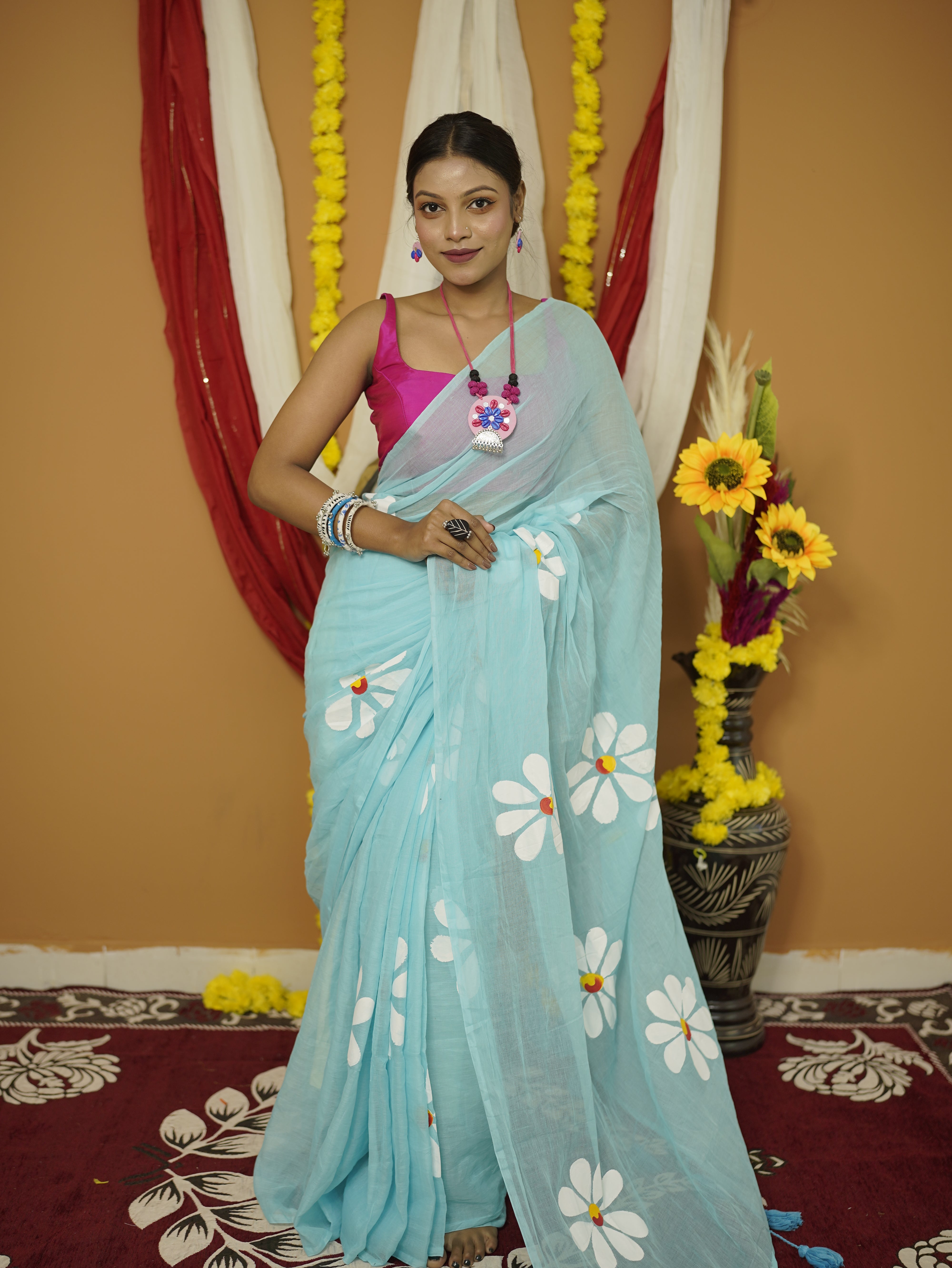 Nila Pure Mul Cotton Saree