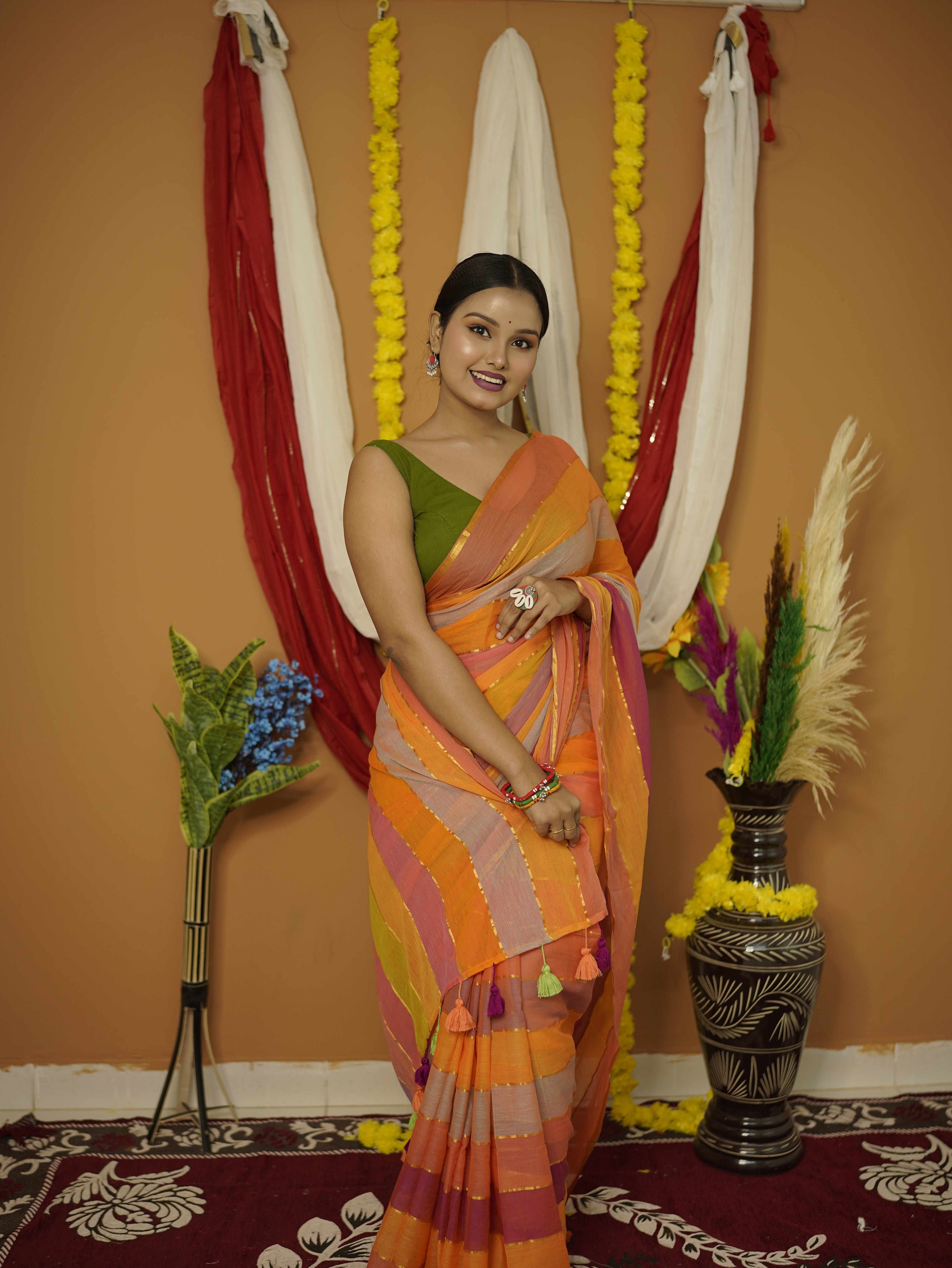Usha pure mul cotton saree