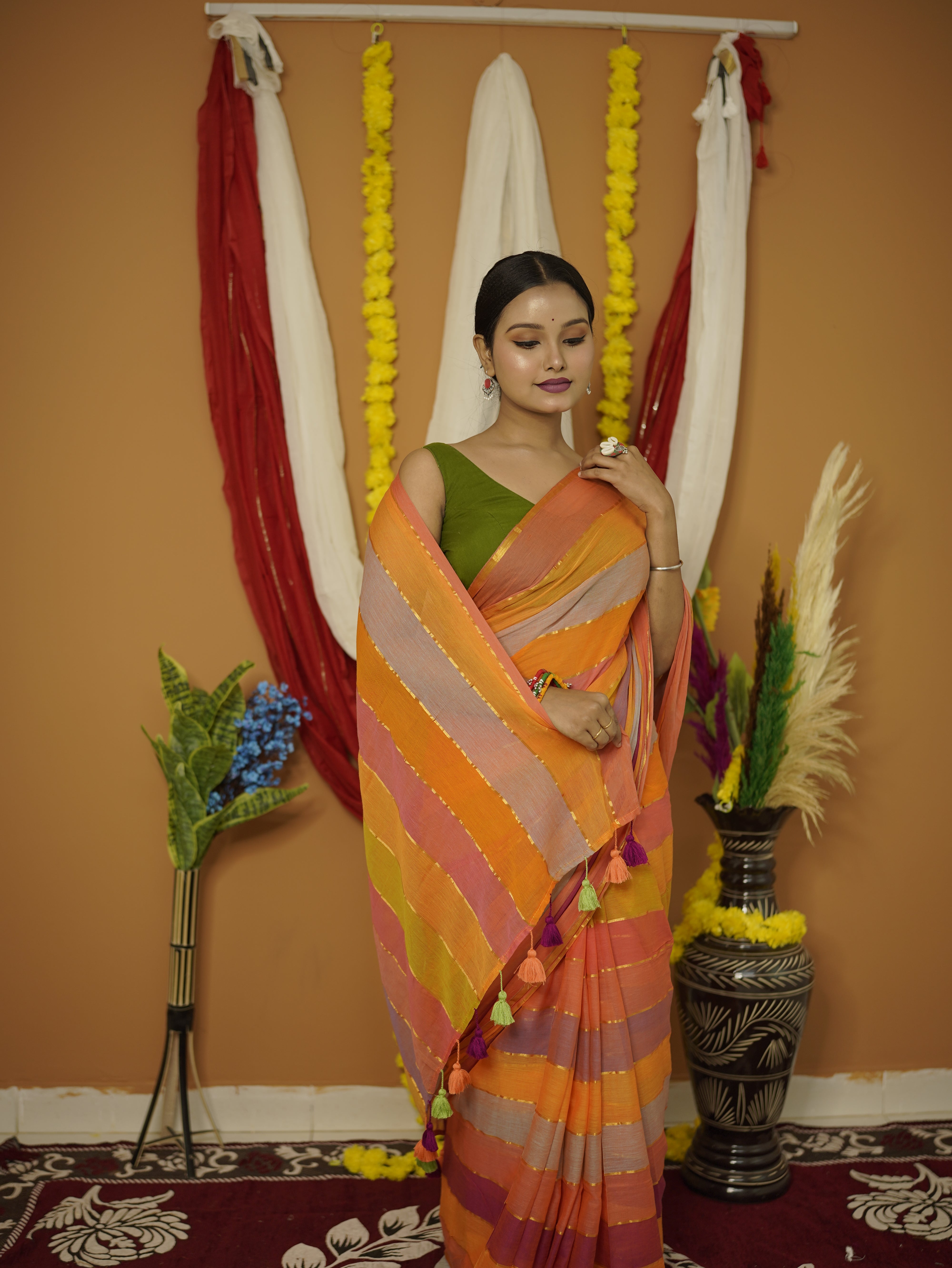 Usha pure mul cotton saree
