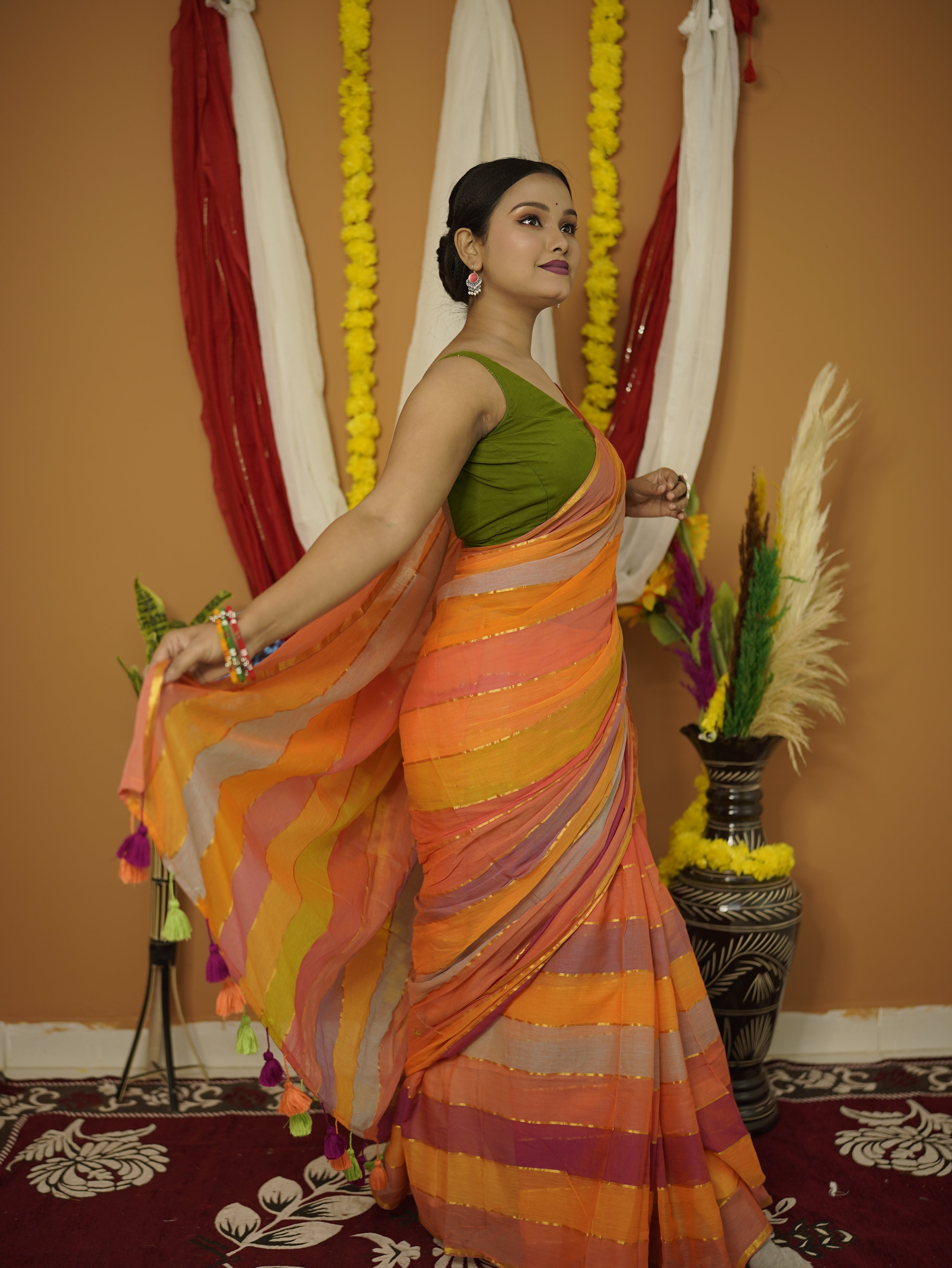 Usha pure mul cotton saree