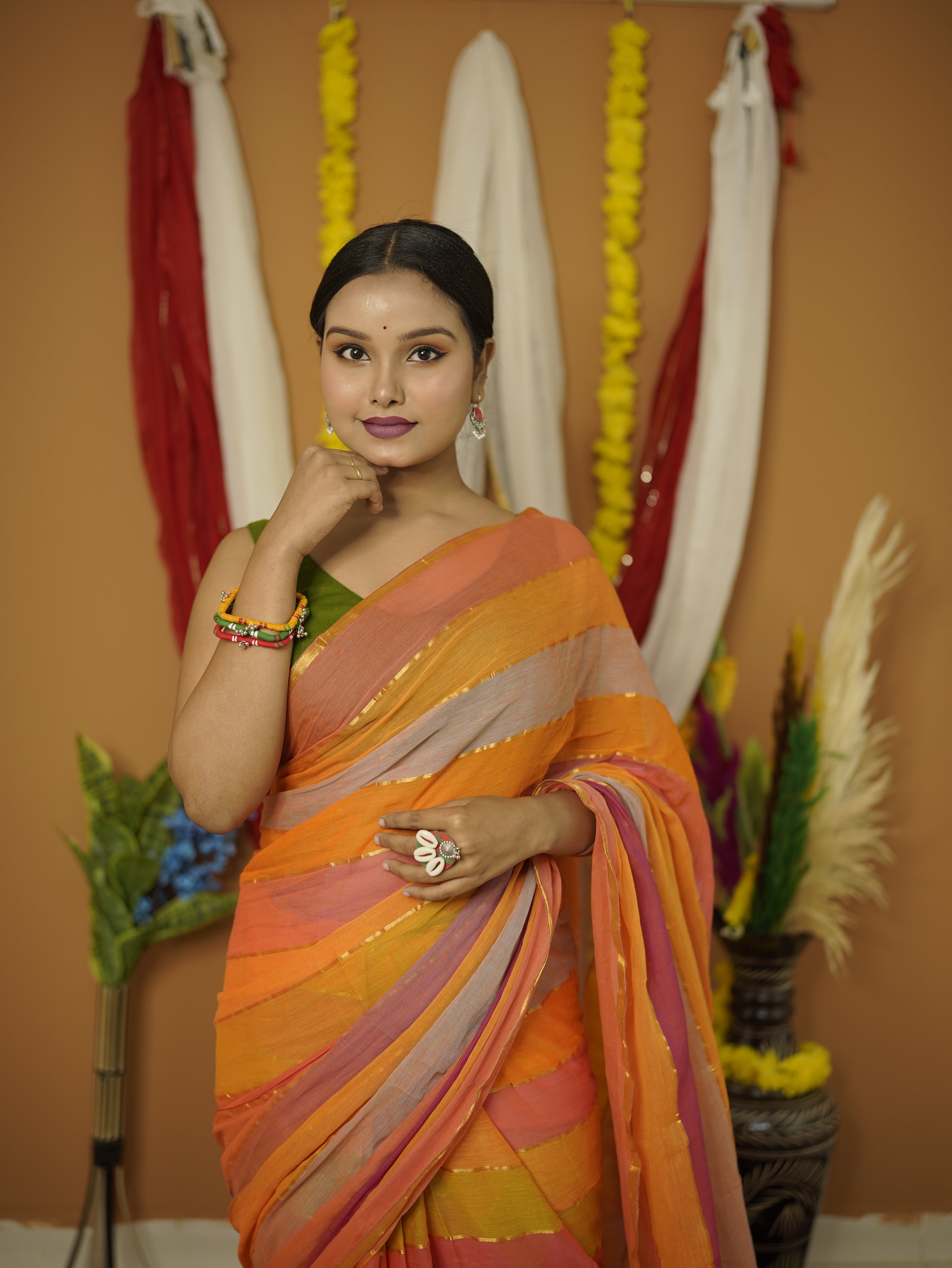 Usha pure mul cotton saree