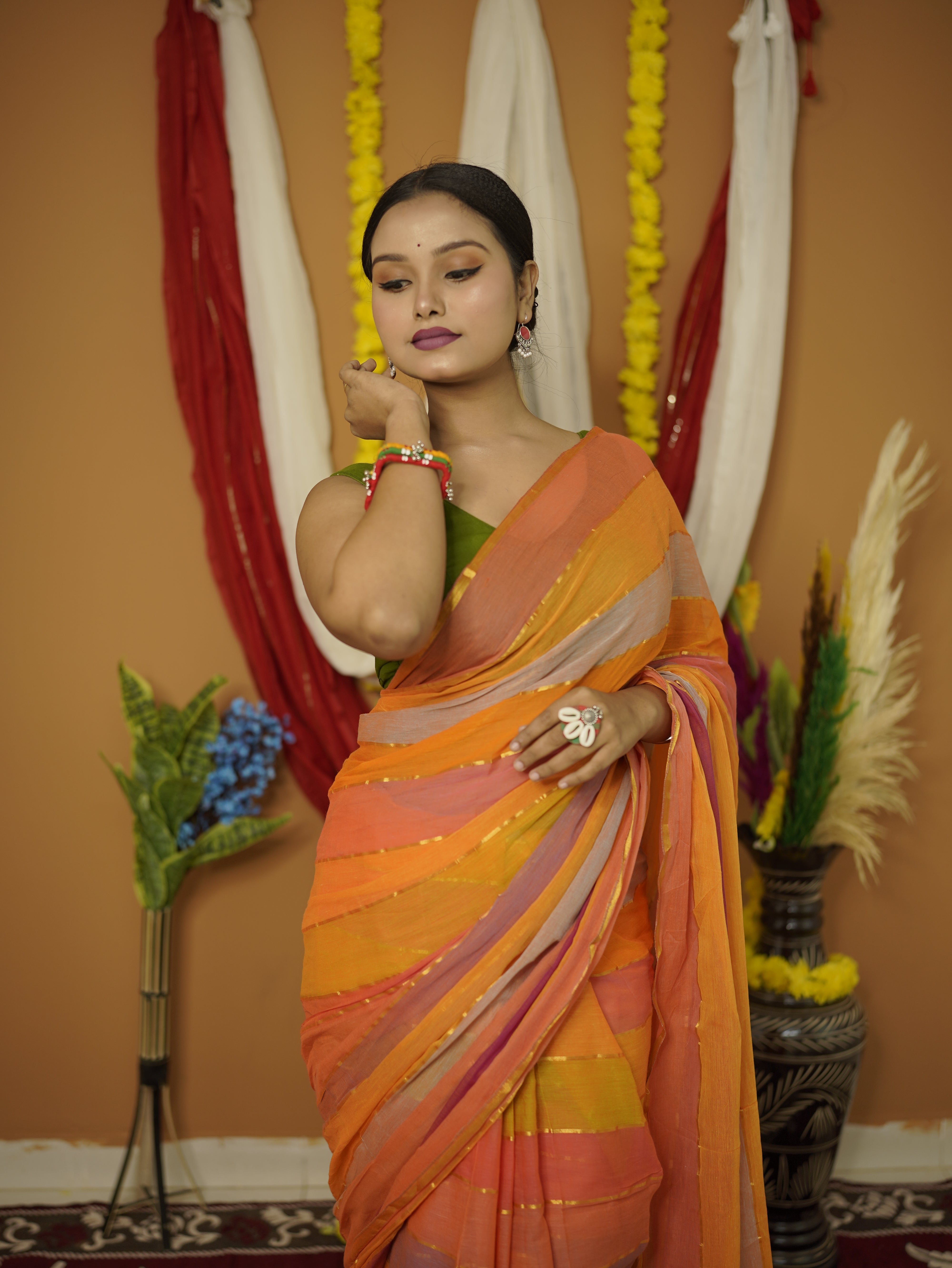 Usha pure mul cotton saree
