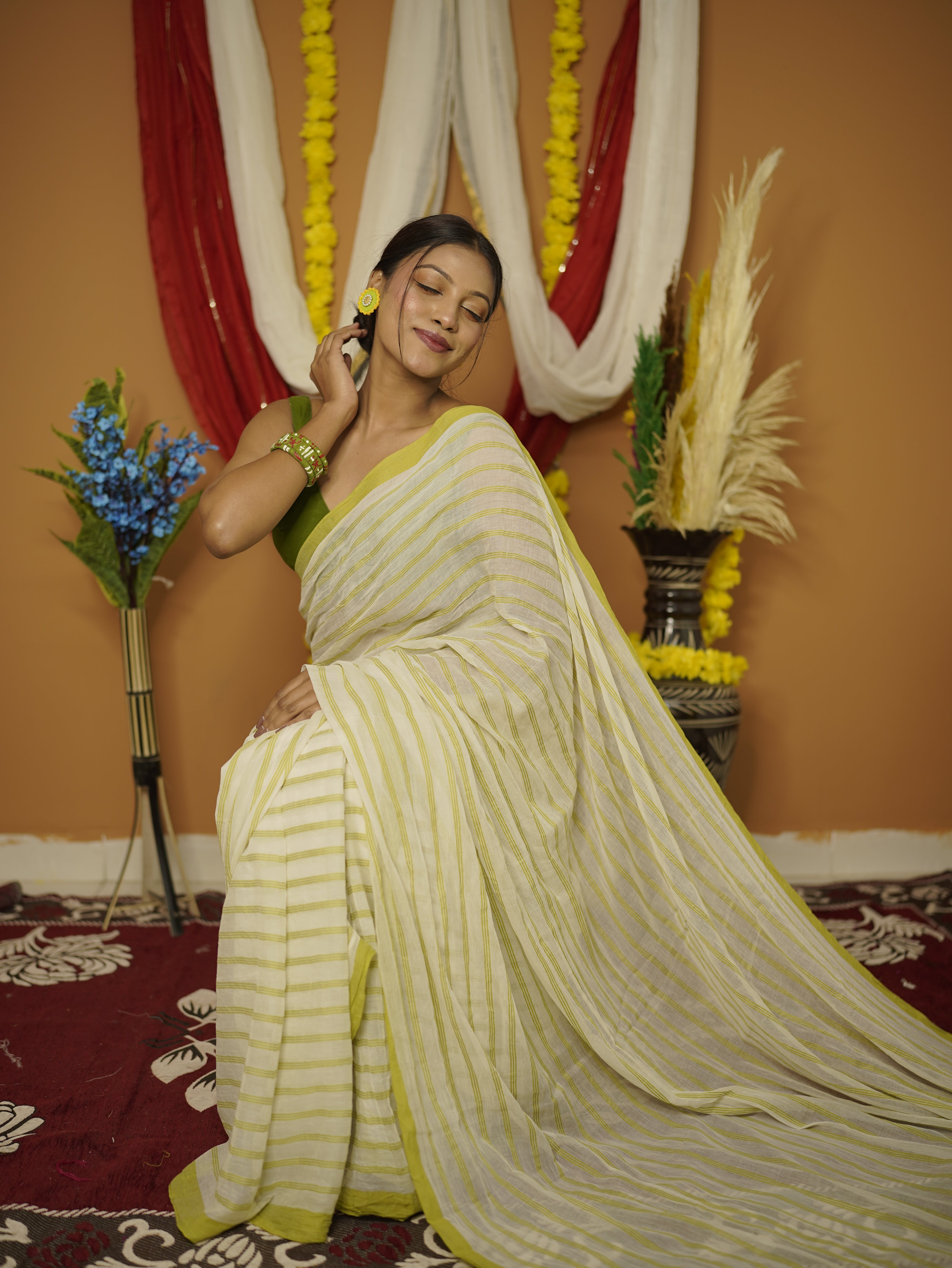 Abha Pure Mul Cotton Saree