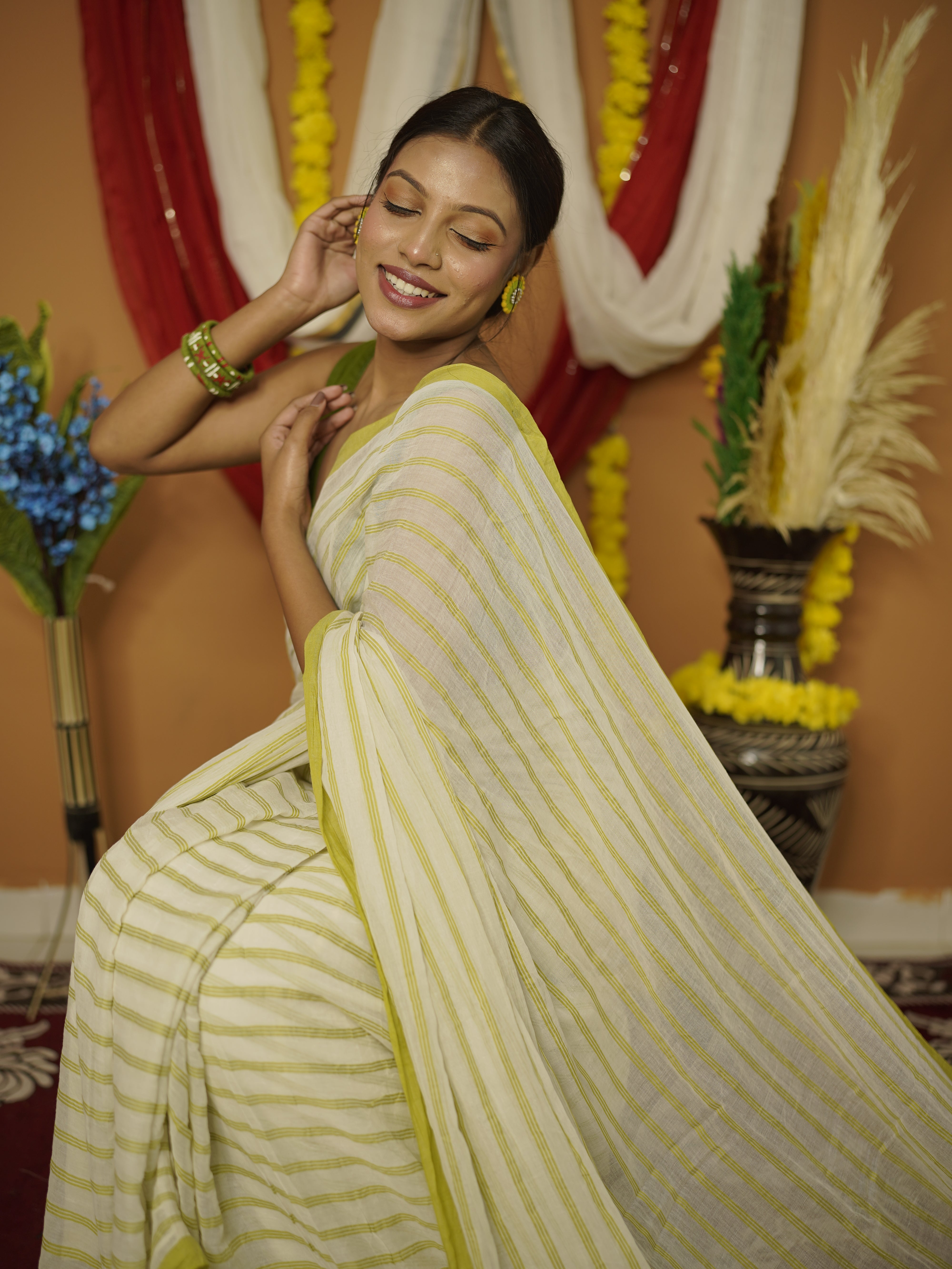Abha Pure Mul Cotton Saree