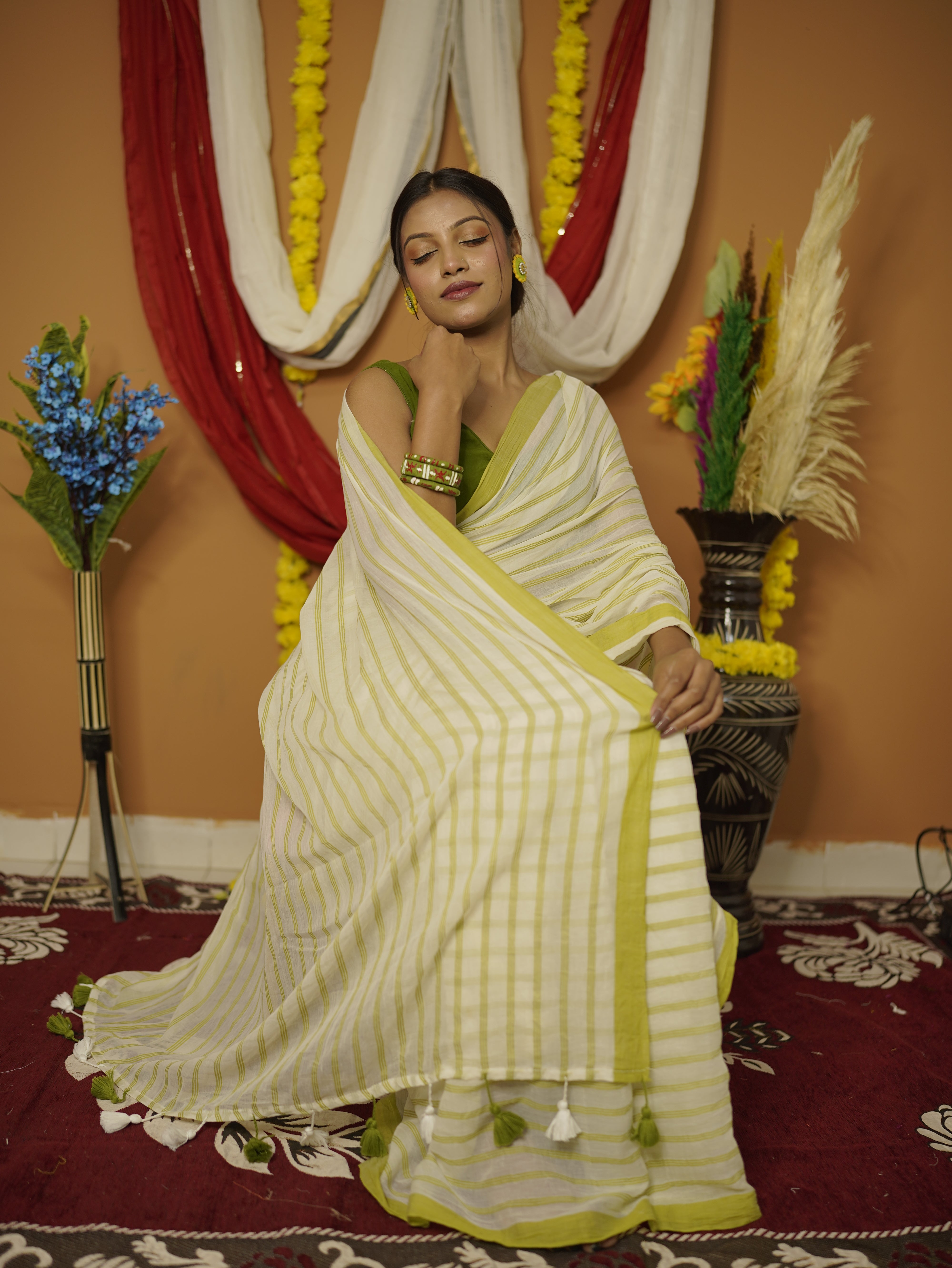Abha Pure Mul Cotton Saree