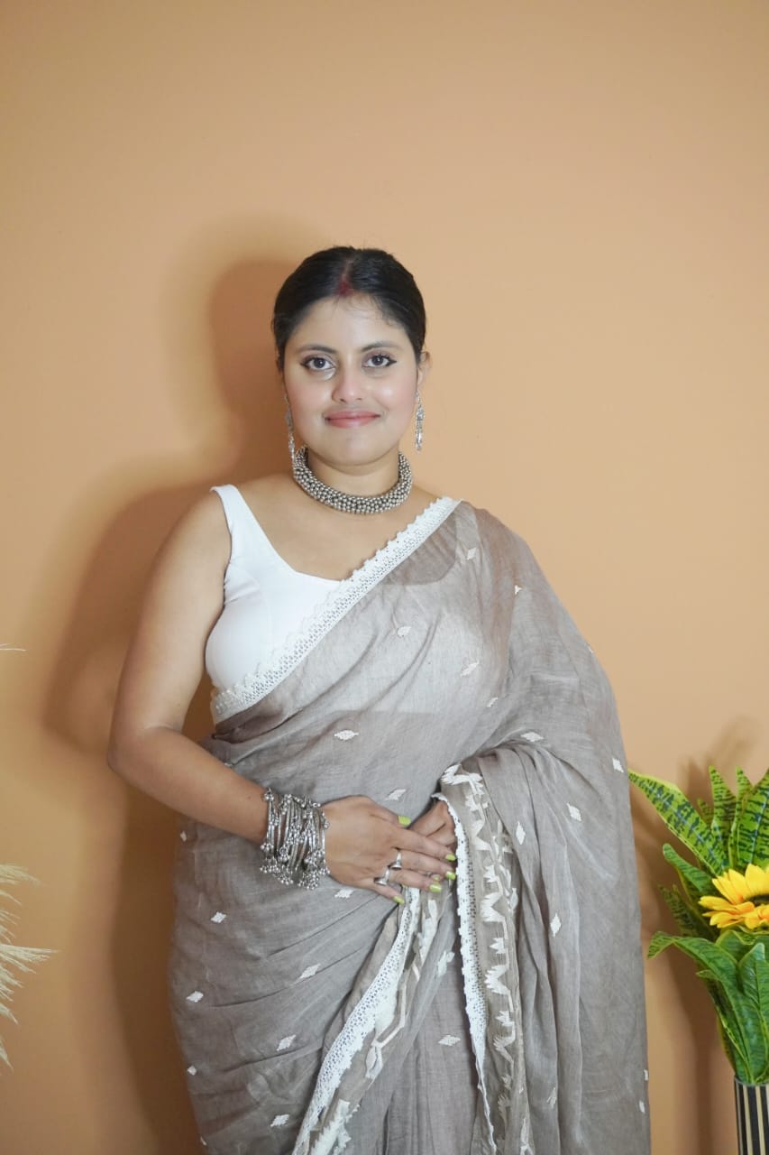 Sanjh Bati dhakai pure mull cotton saree