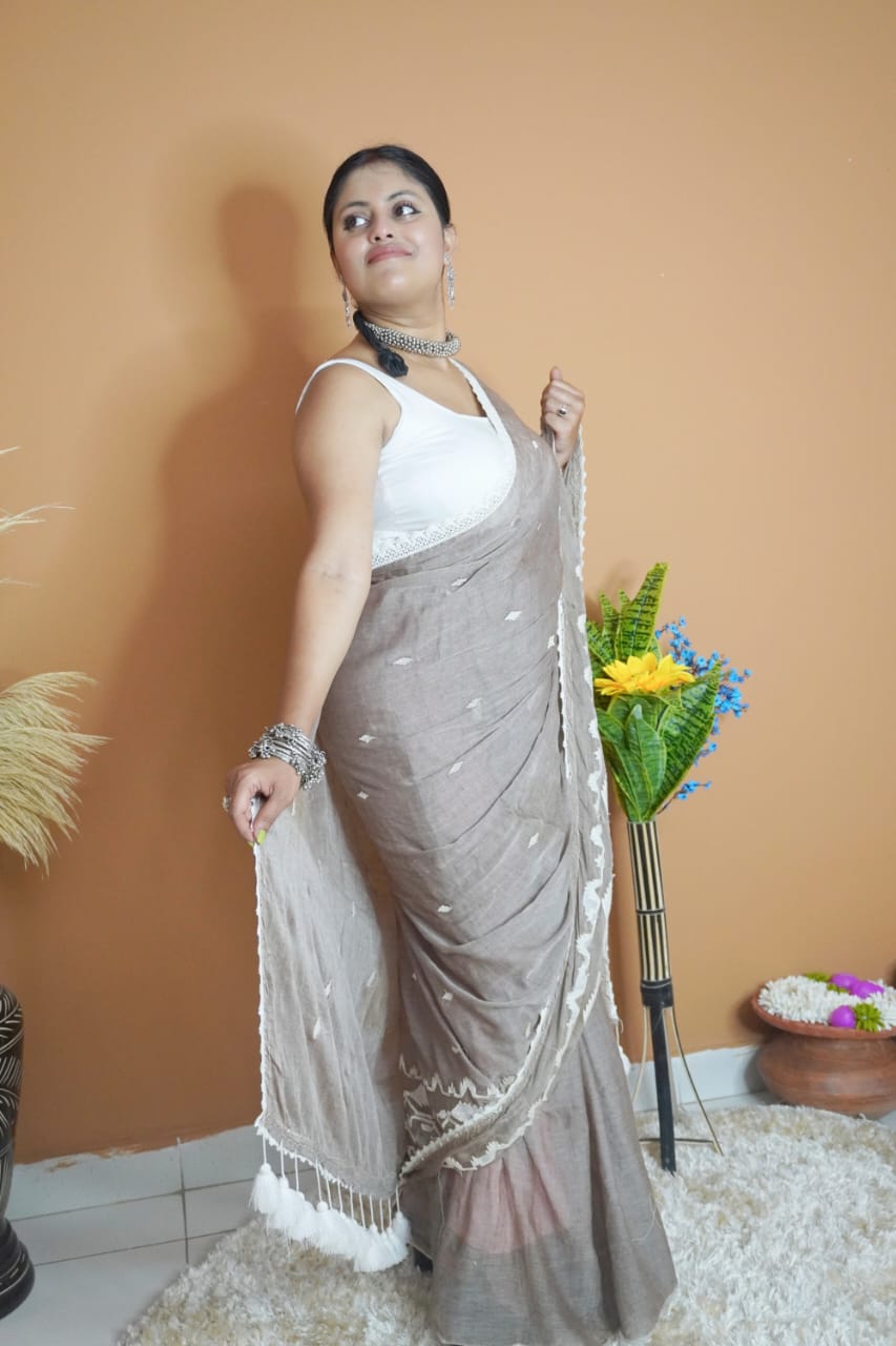 Sanjh Bati dhakai pure mull cotton saree