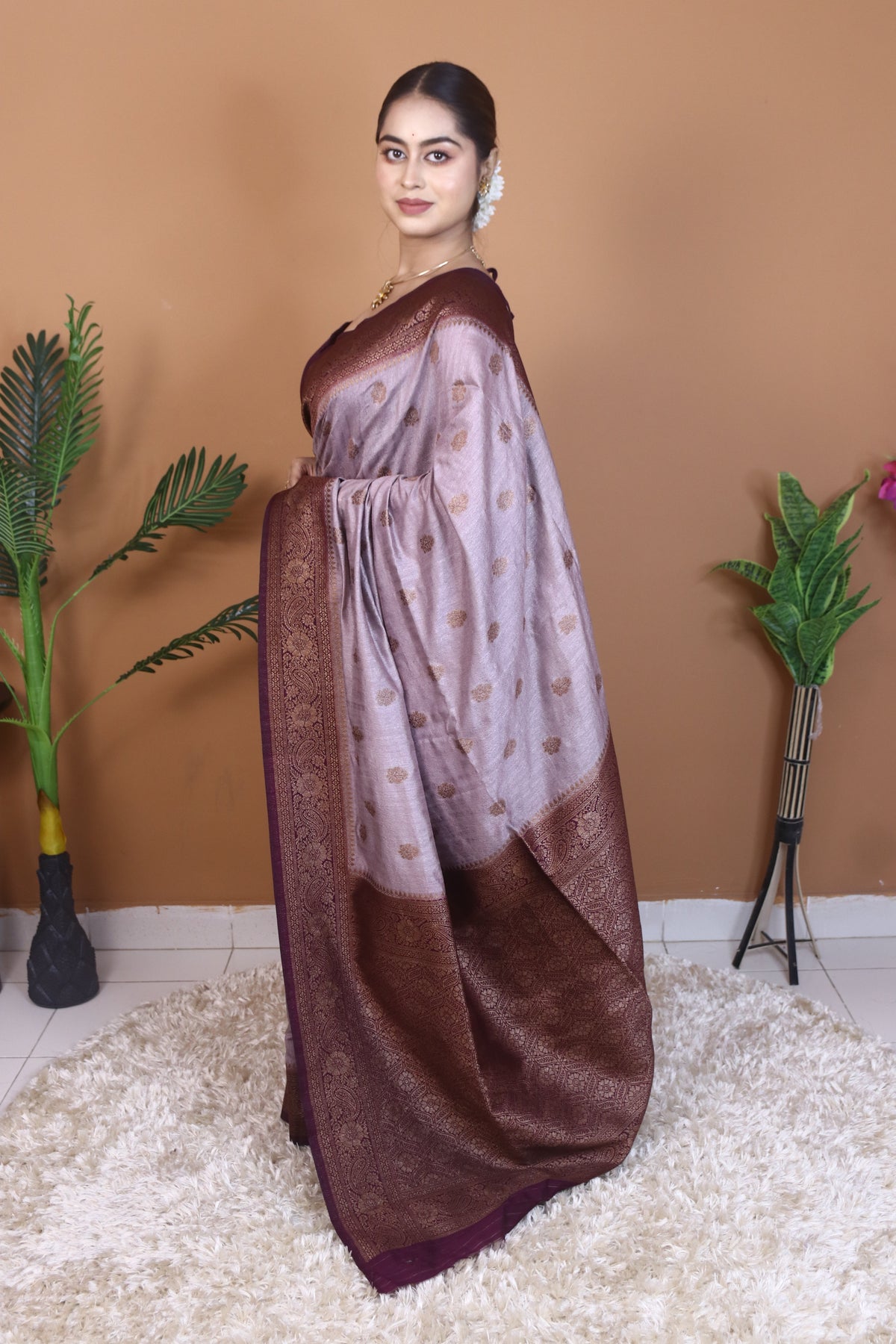 Purple Tassar Saree