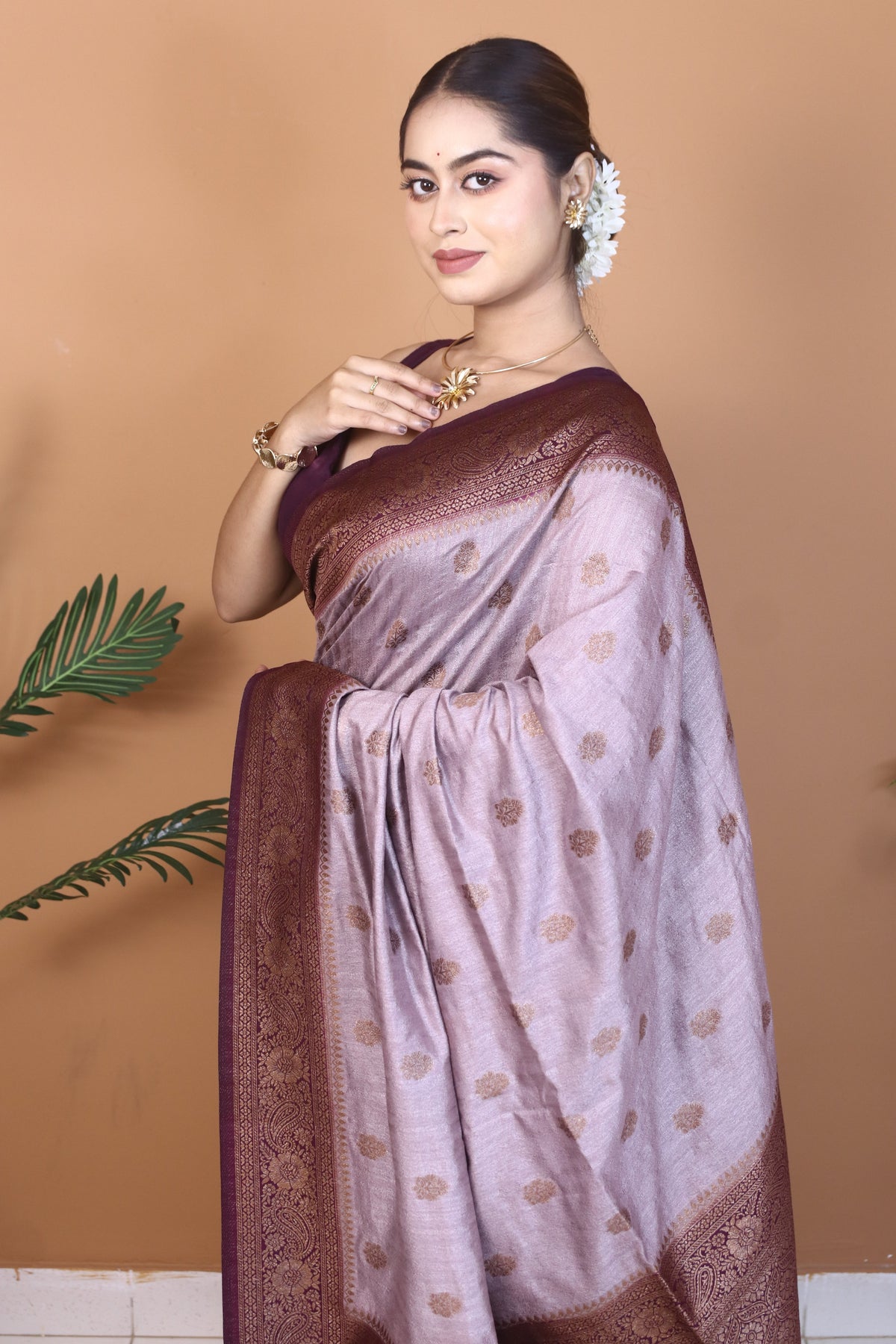 Purple Tassar Saree
