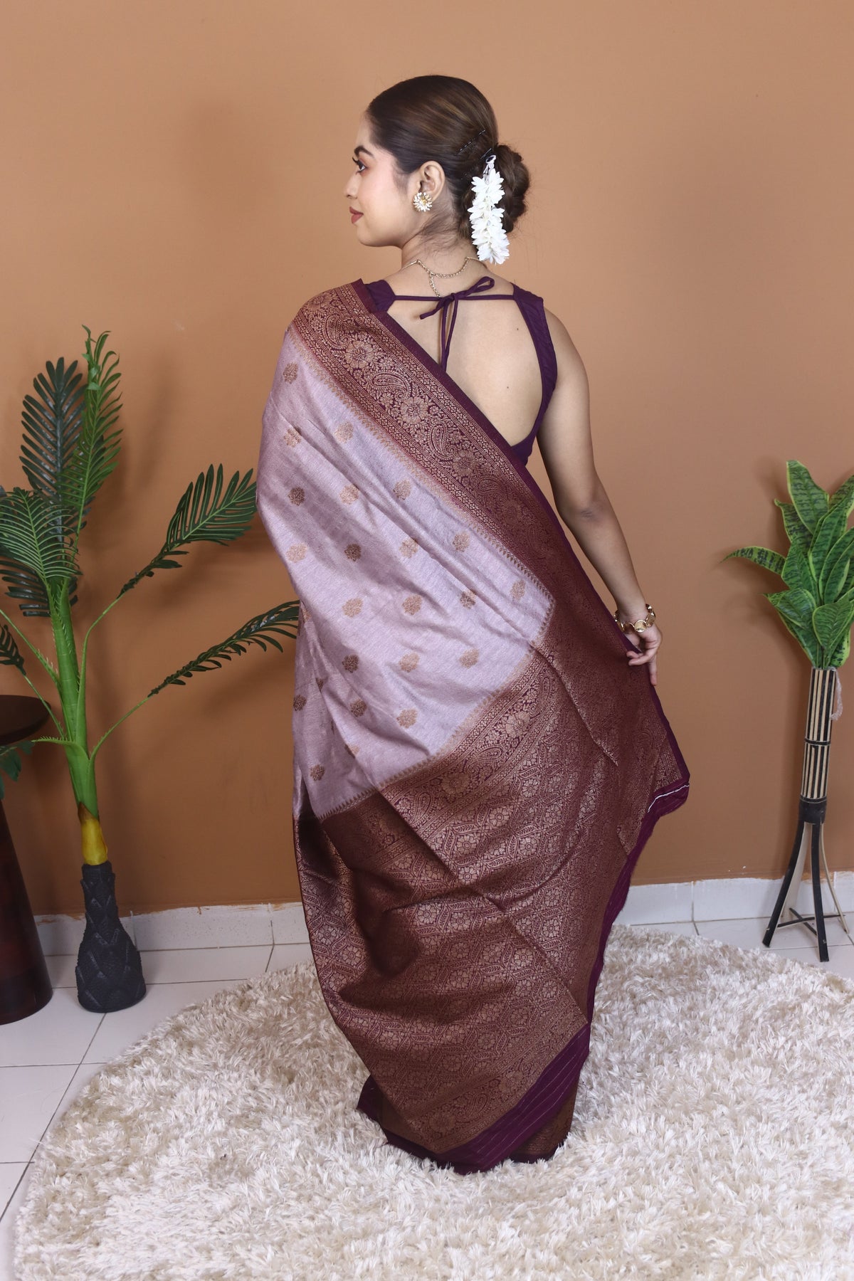 Purple Tassar Saree