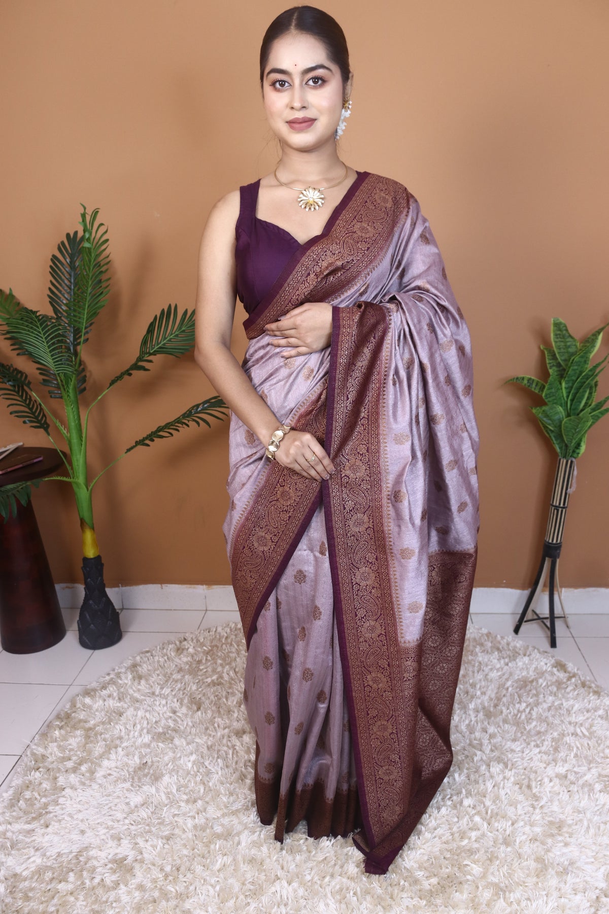 Purple Tassar Saree