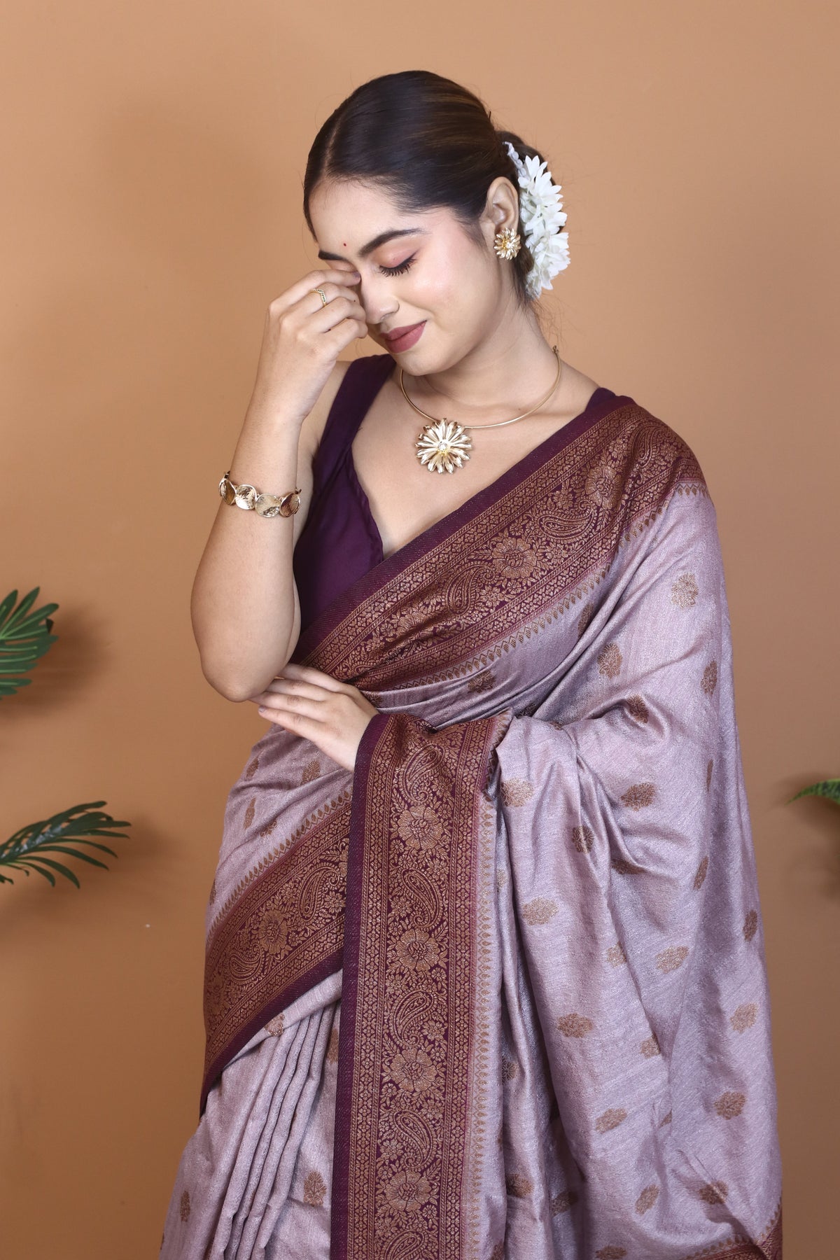 Purple Tassar Saree