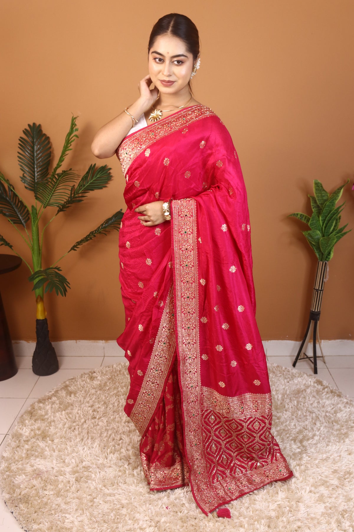 Pink Dola Silk Saree