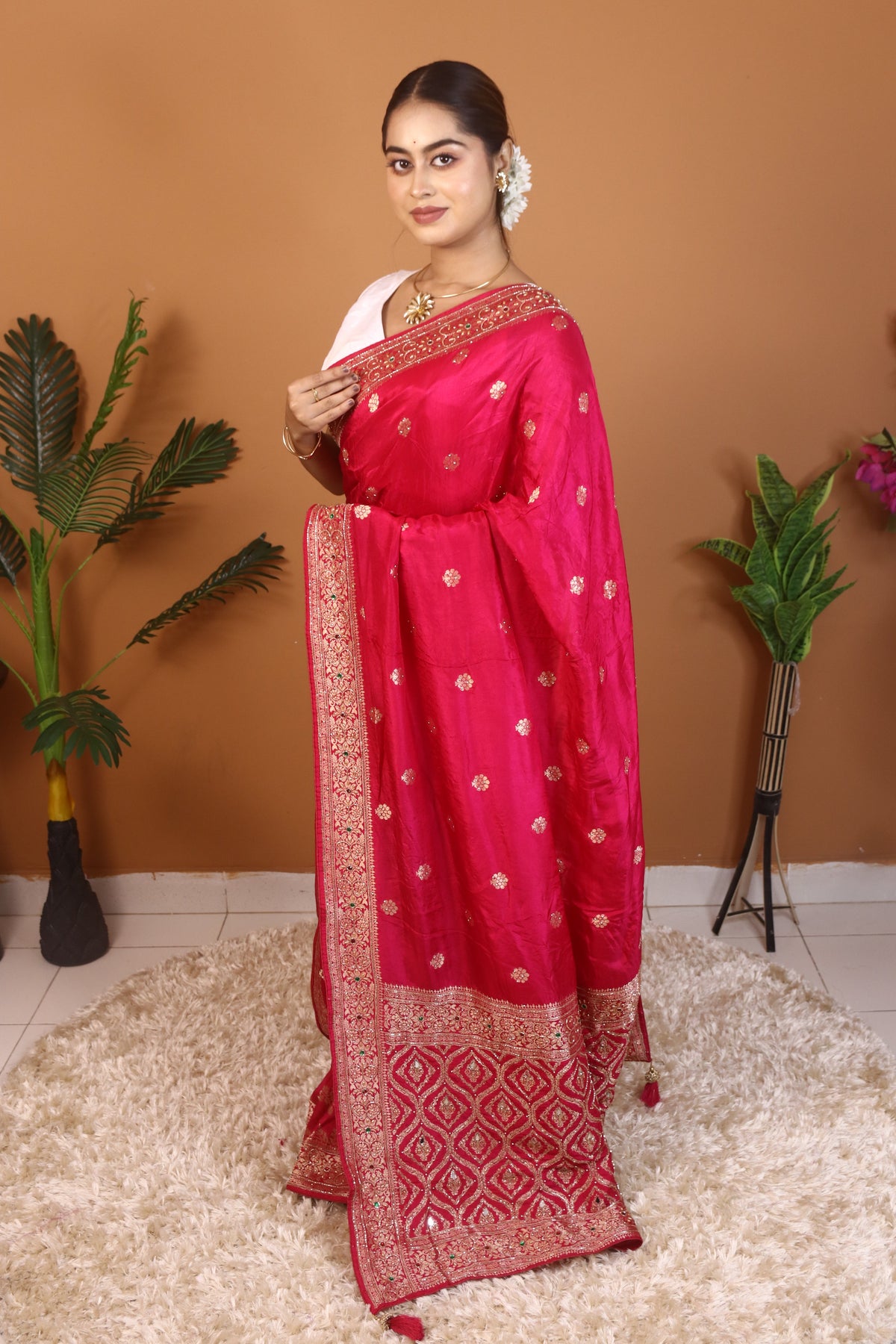 Pink Dola Silk Saree