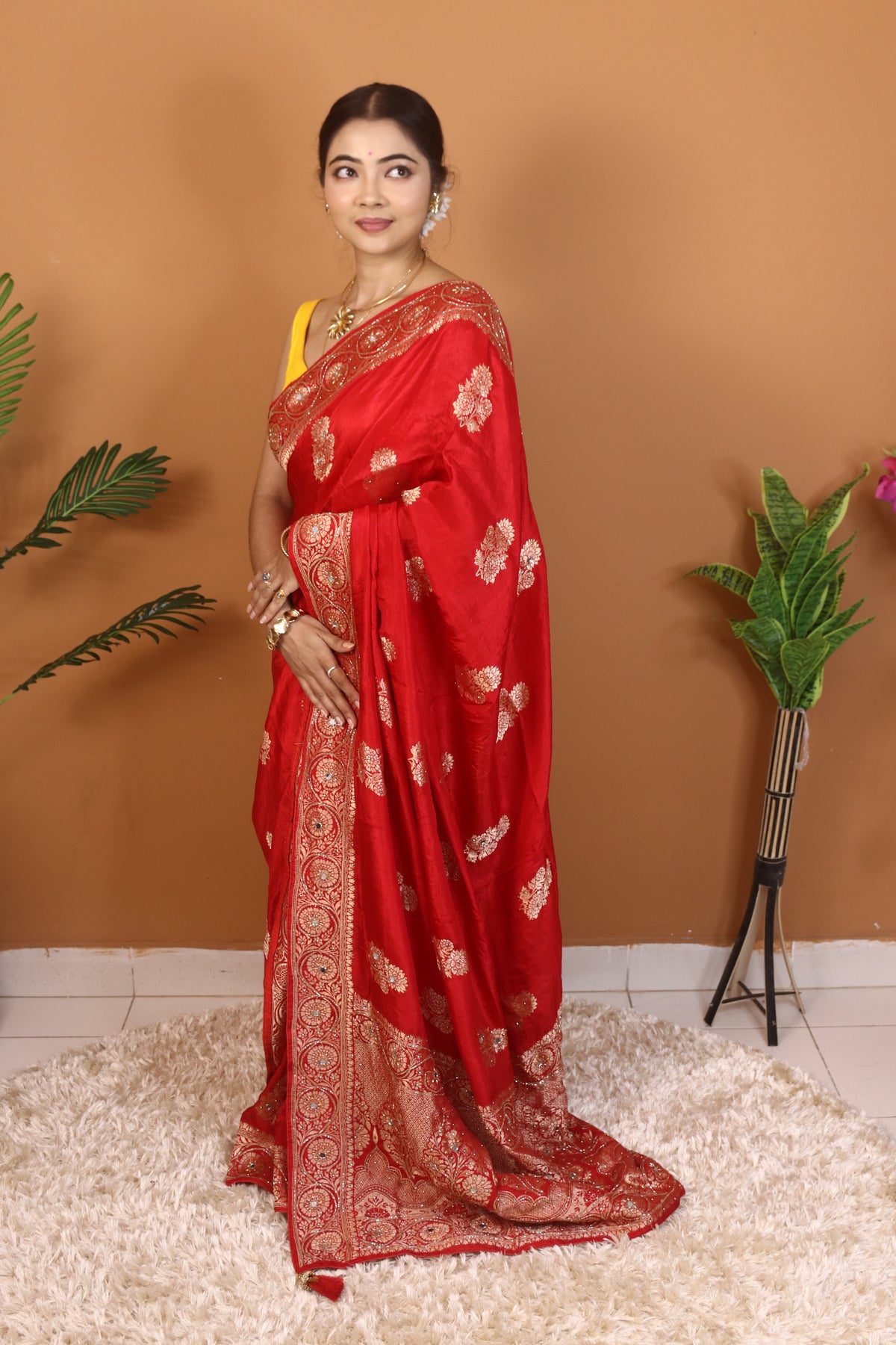 Red Dola Silk Saree