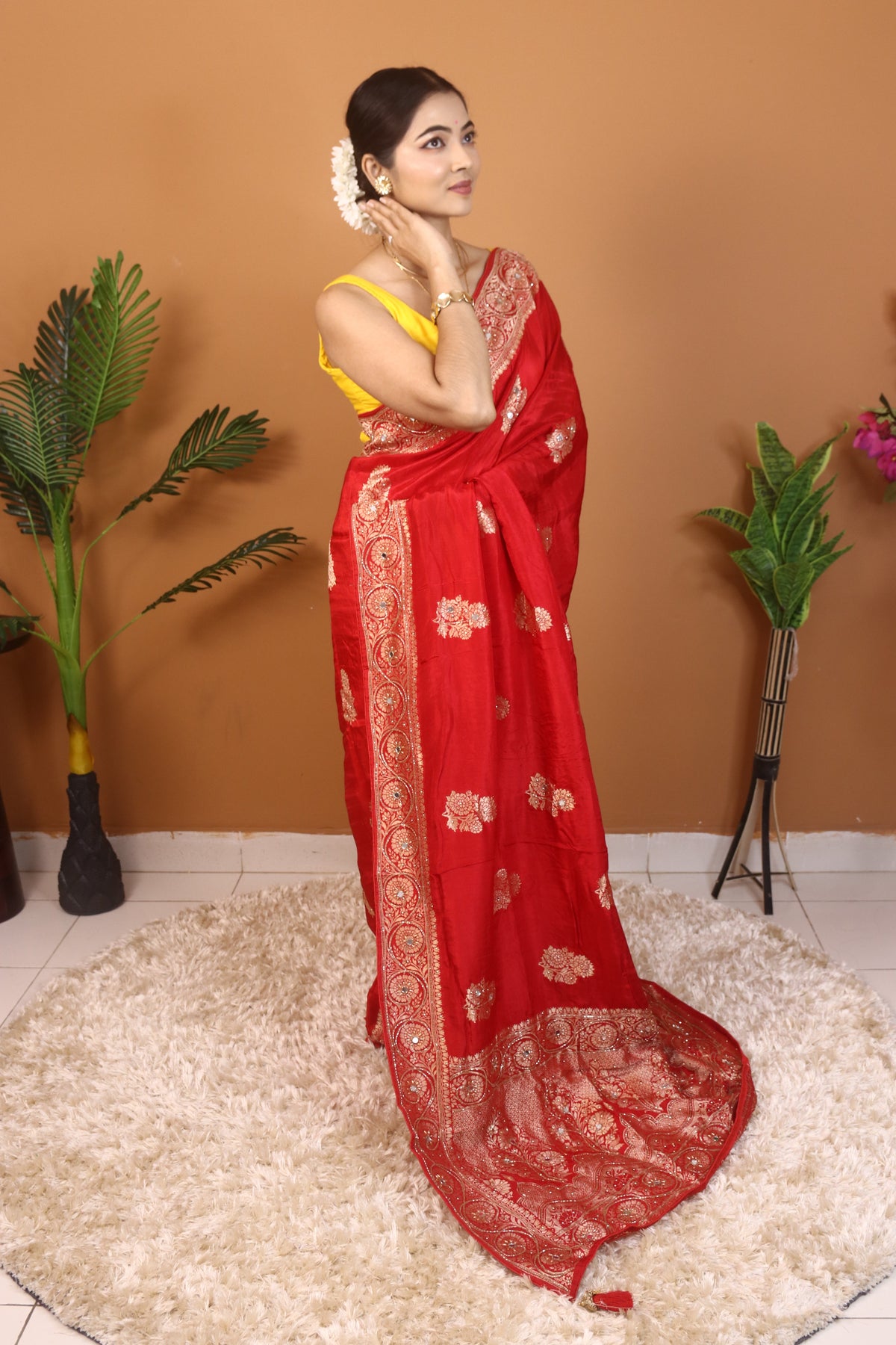 Red Dola Silk Saree