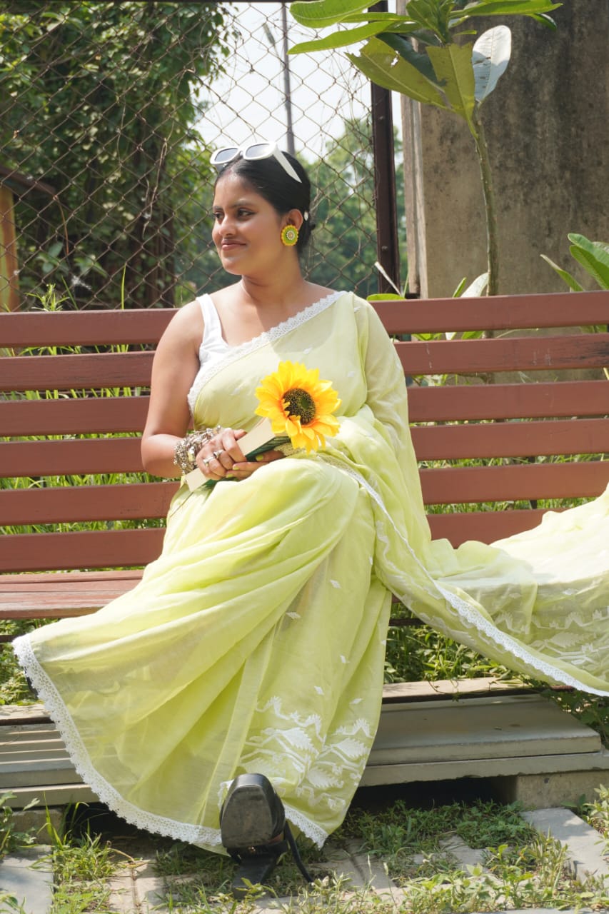 Sunshine dhakai pure mull cotton saree