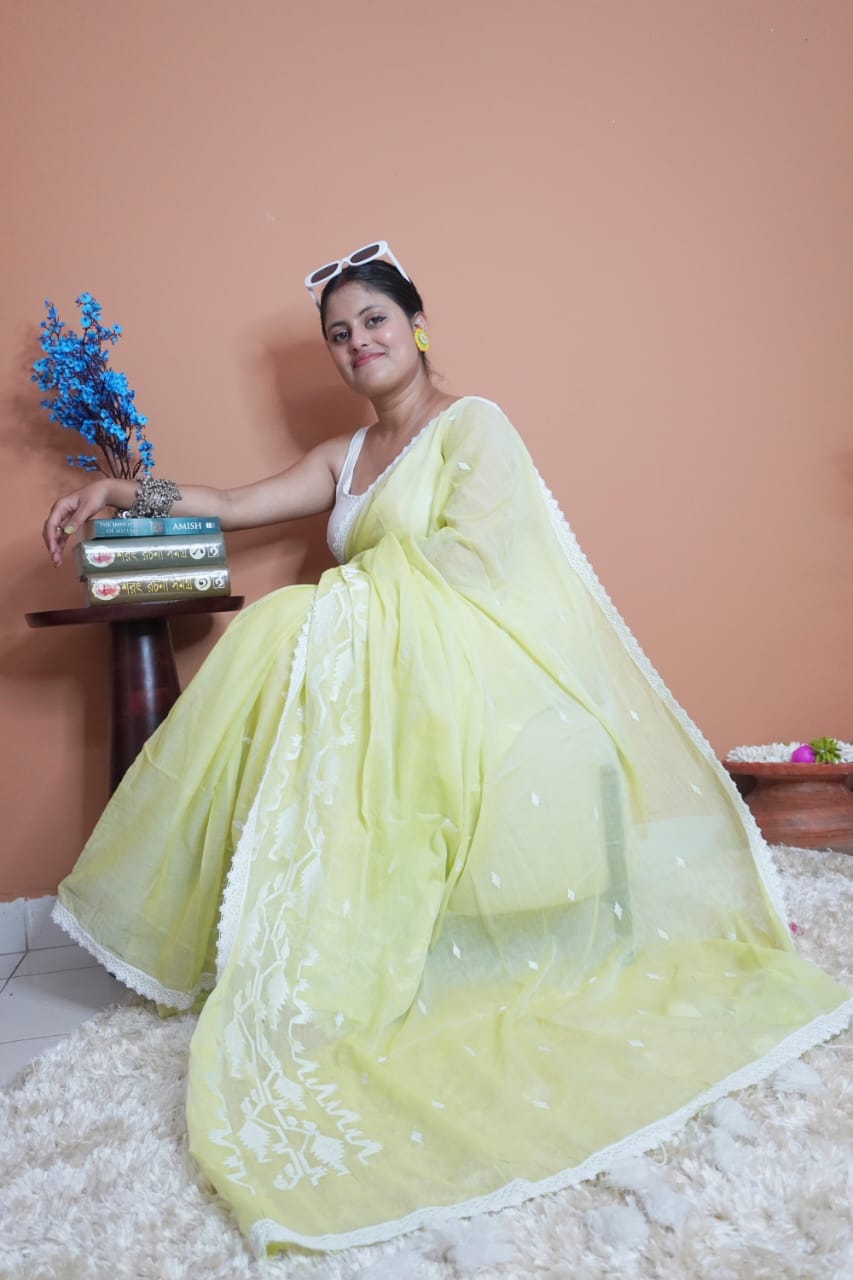 Sunshine dhakai pure mull cotton saree