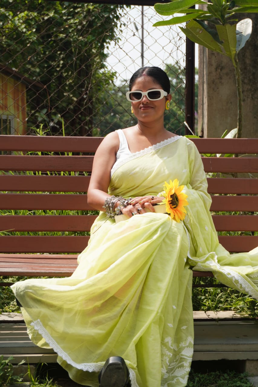 Sunshine dhakai pure mull cotton saree