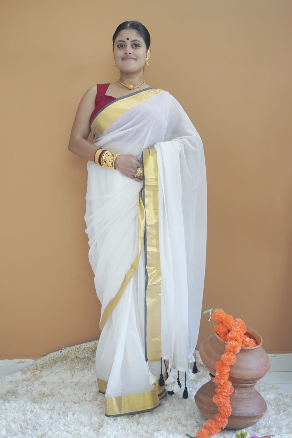 Sweta pure mull cotton saree