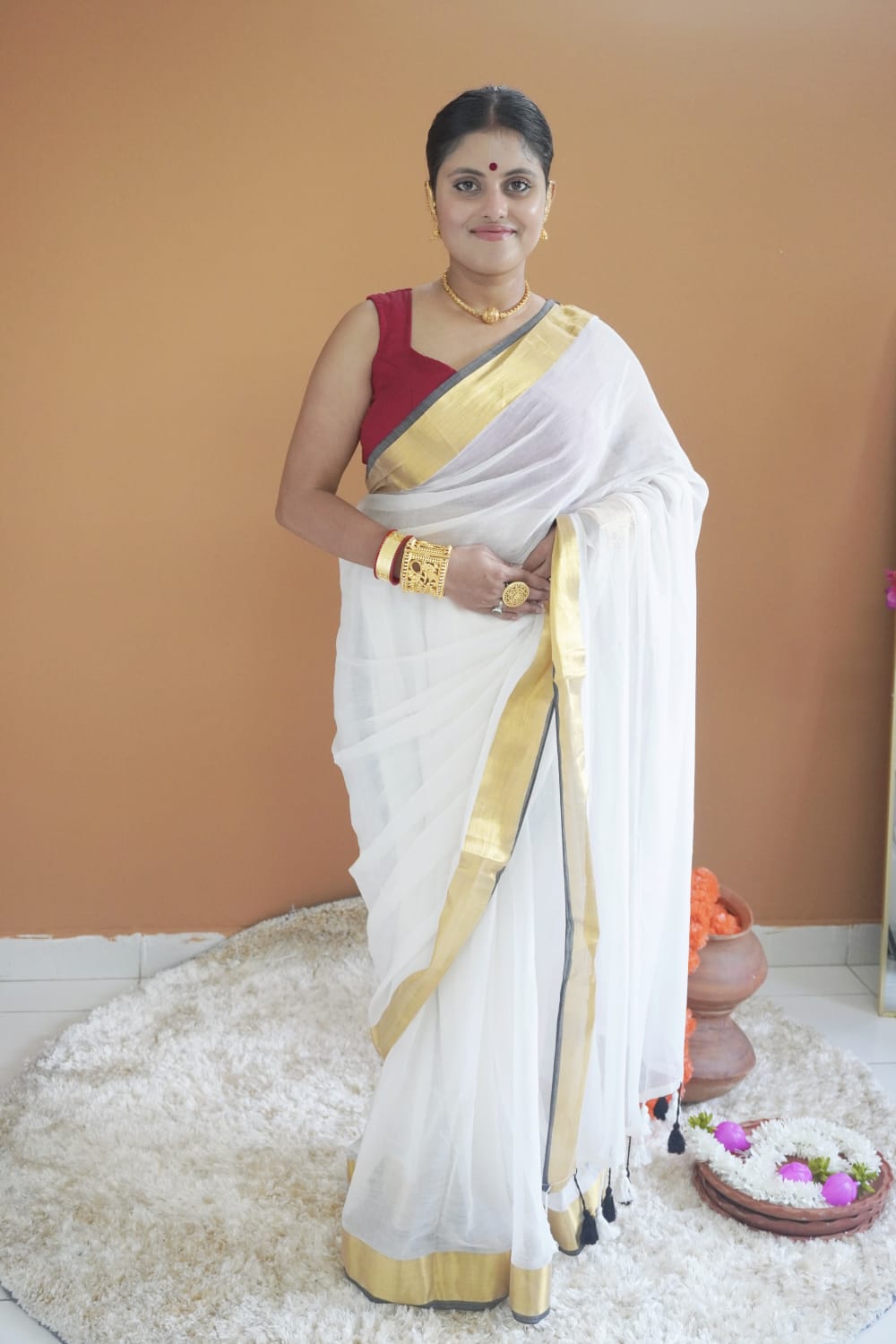 Sweta pure mull cotton saree