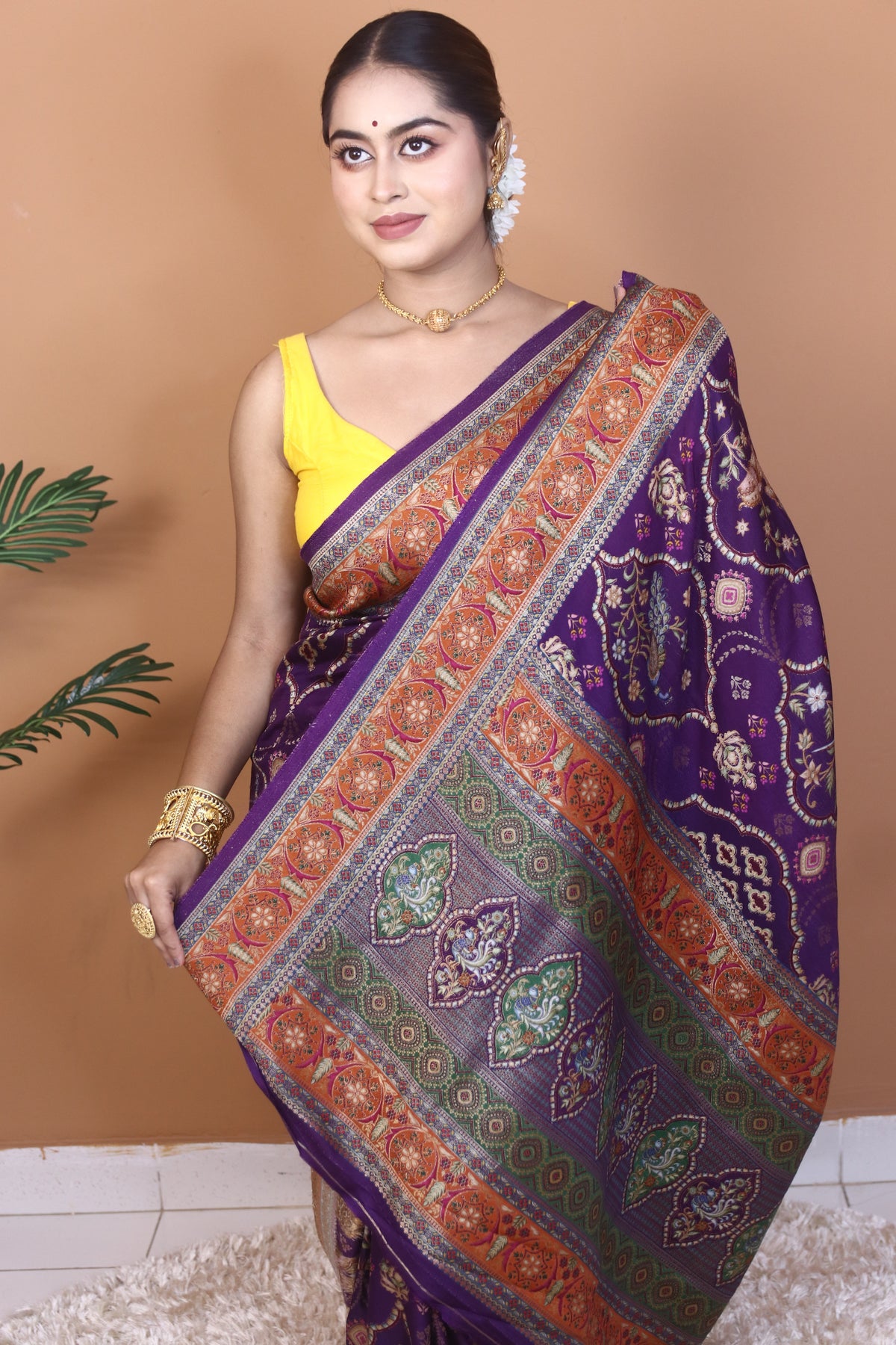 Royal Violate Pashmina Saree
