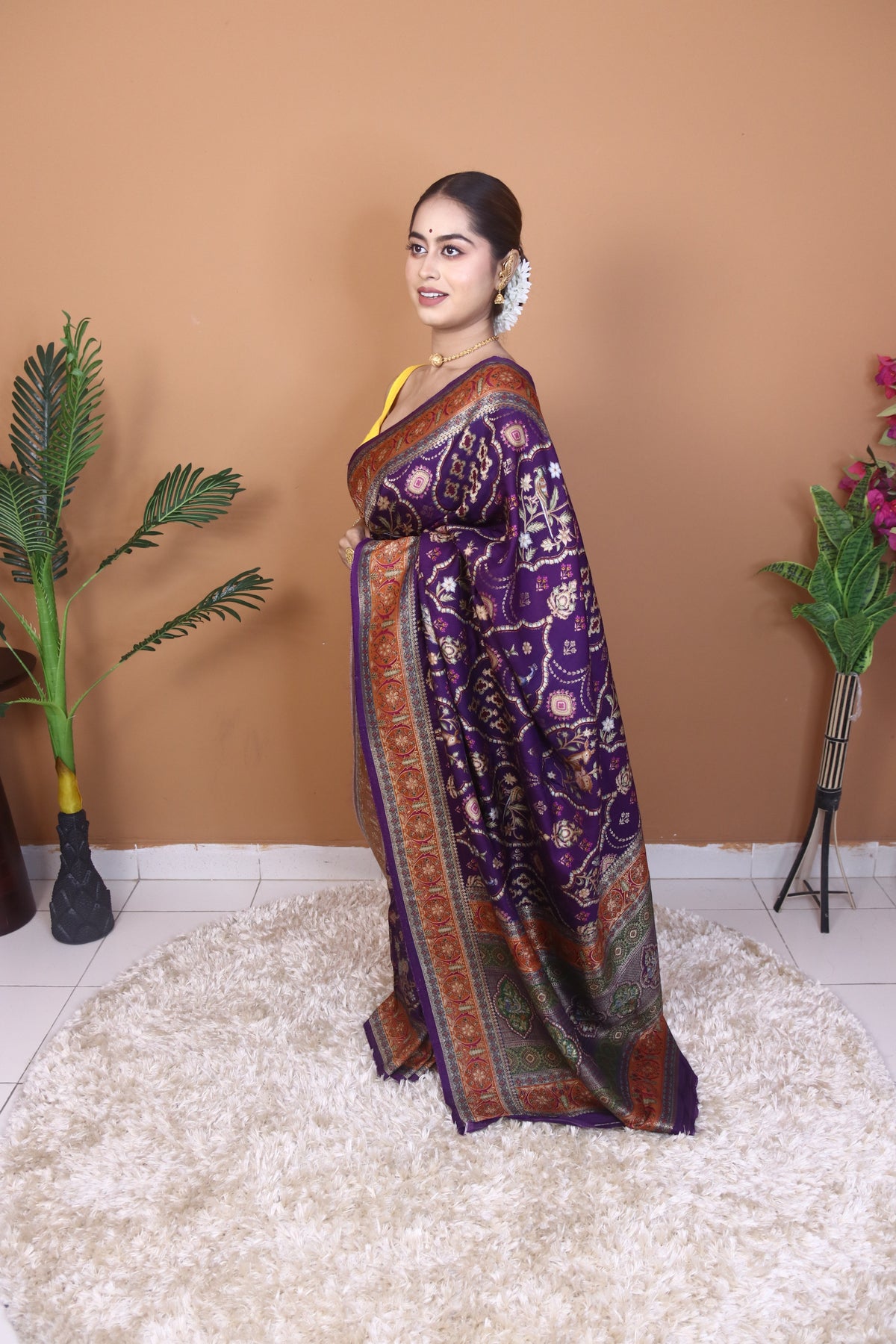 Royal Violate Pashmina Saree