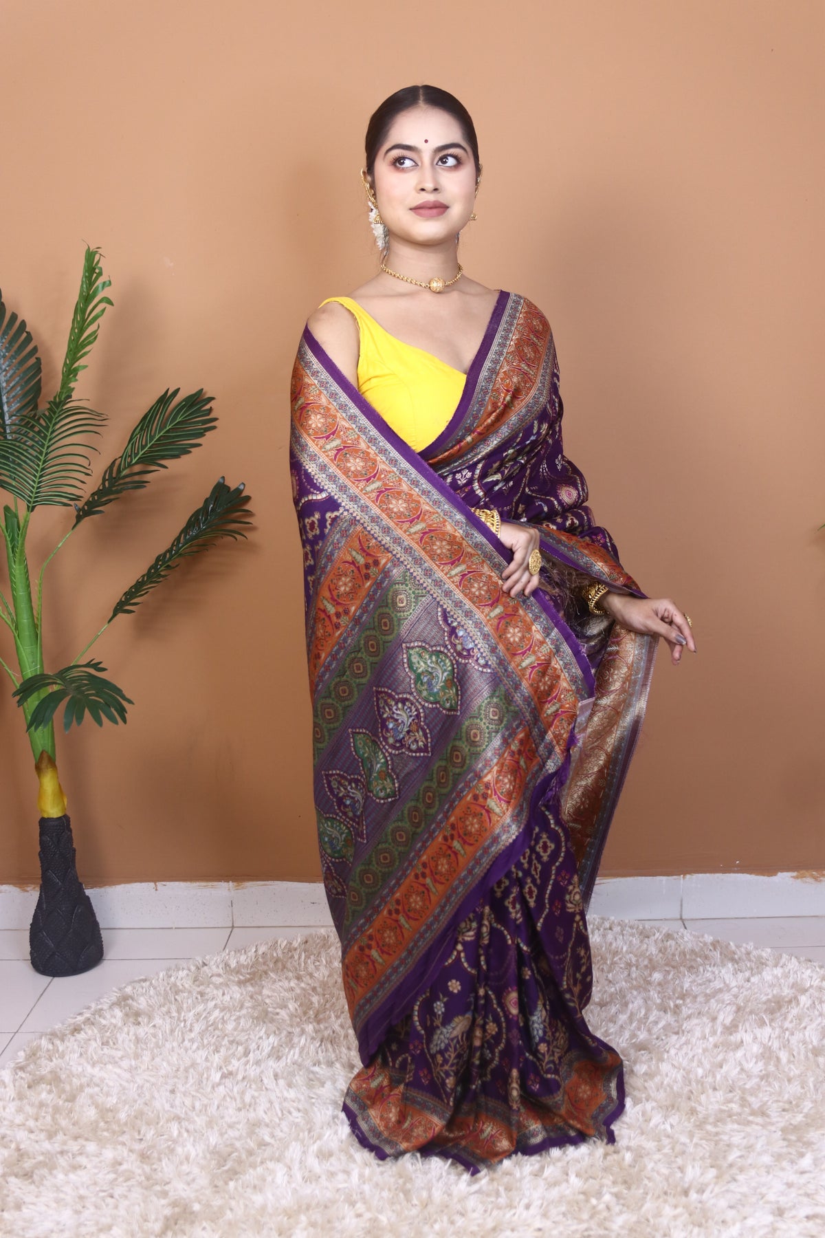 Royal Violate Pashmina Saree