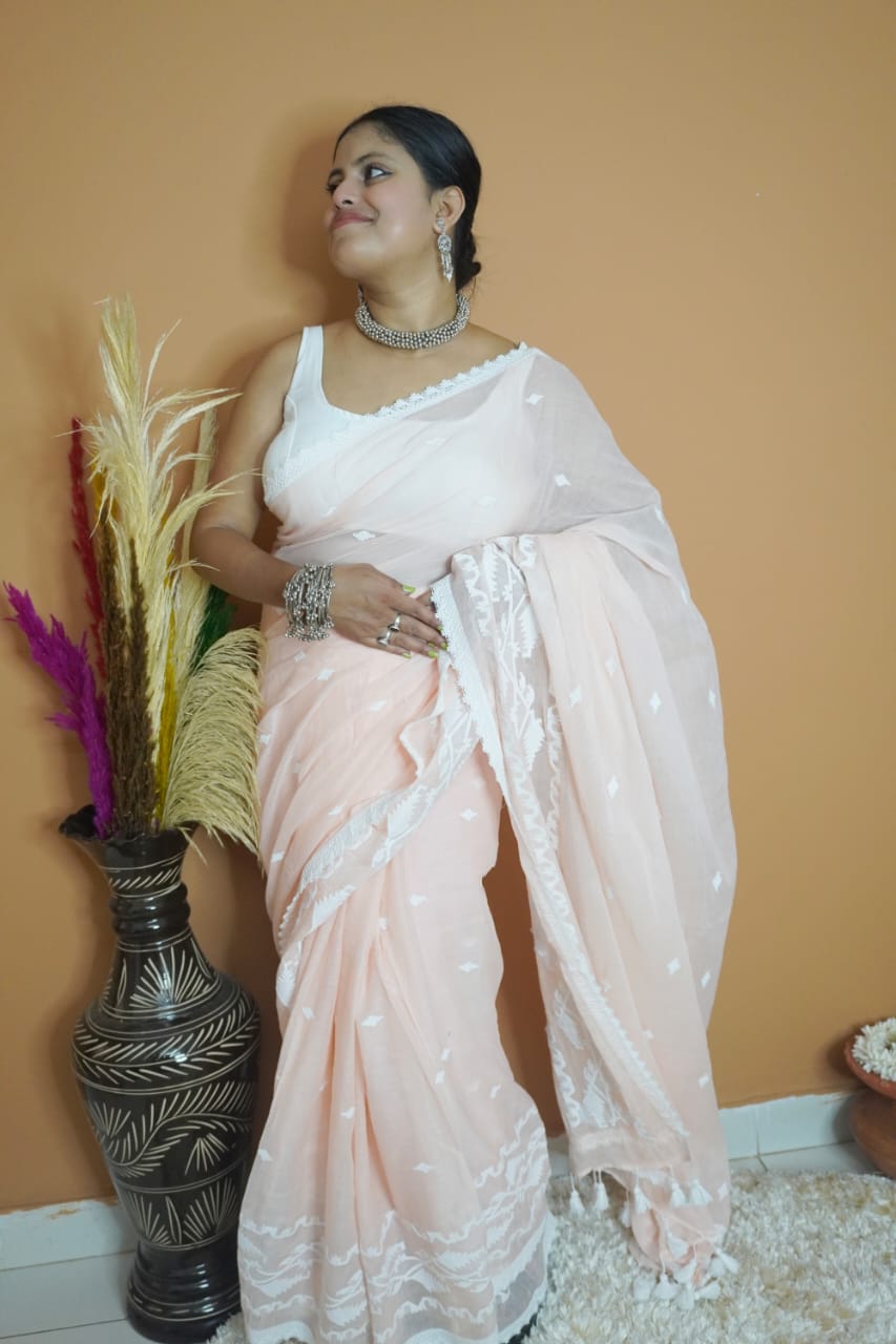 Srotashwani dhakai  pure mull saree