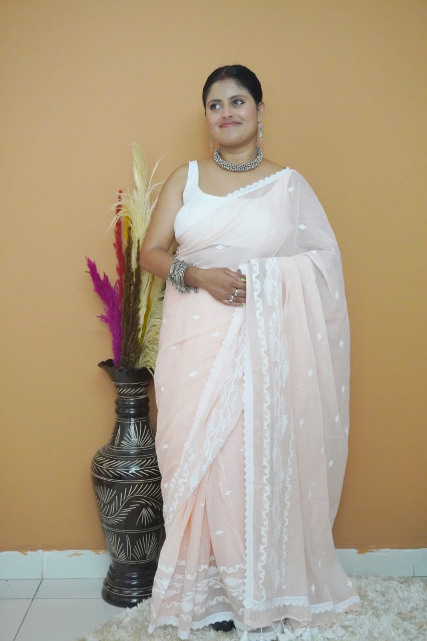 Srotashwani dhakai  pure mull saree